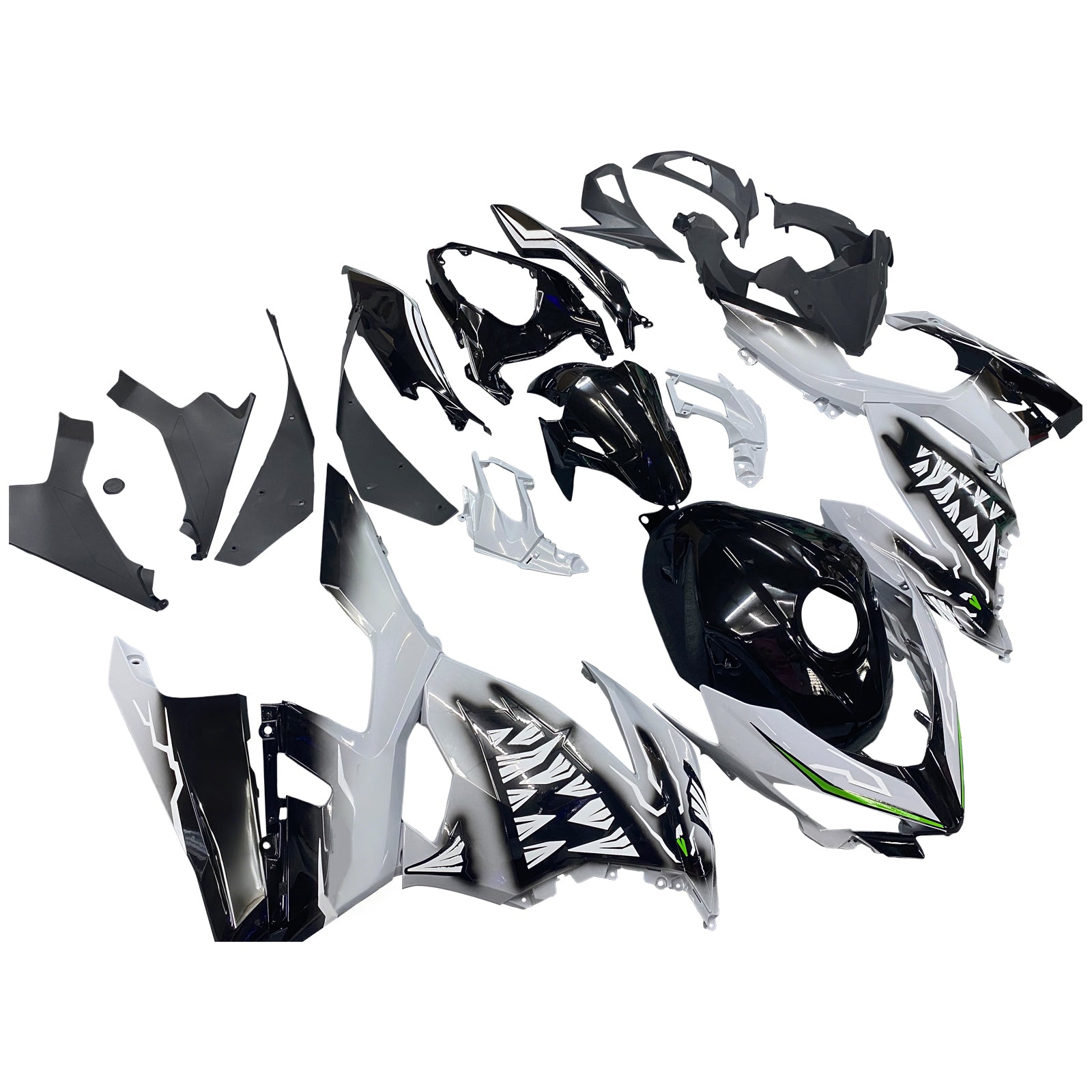 Amotopart 2018-2024 Kawasaki EX400 Ninja400 White Grey&Black Fairing Kit