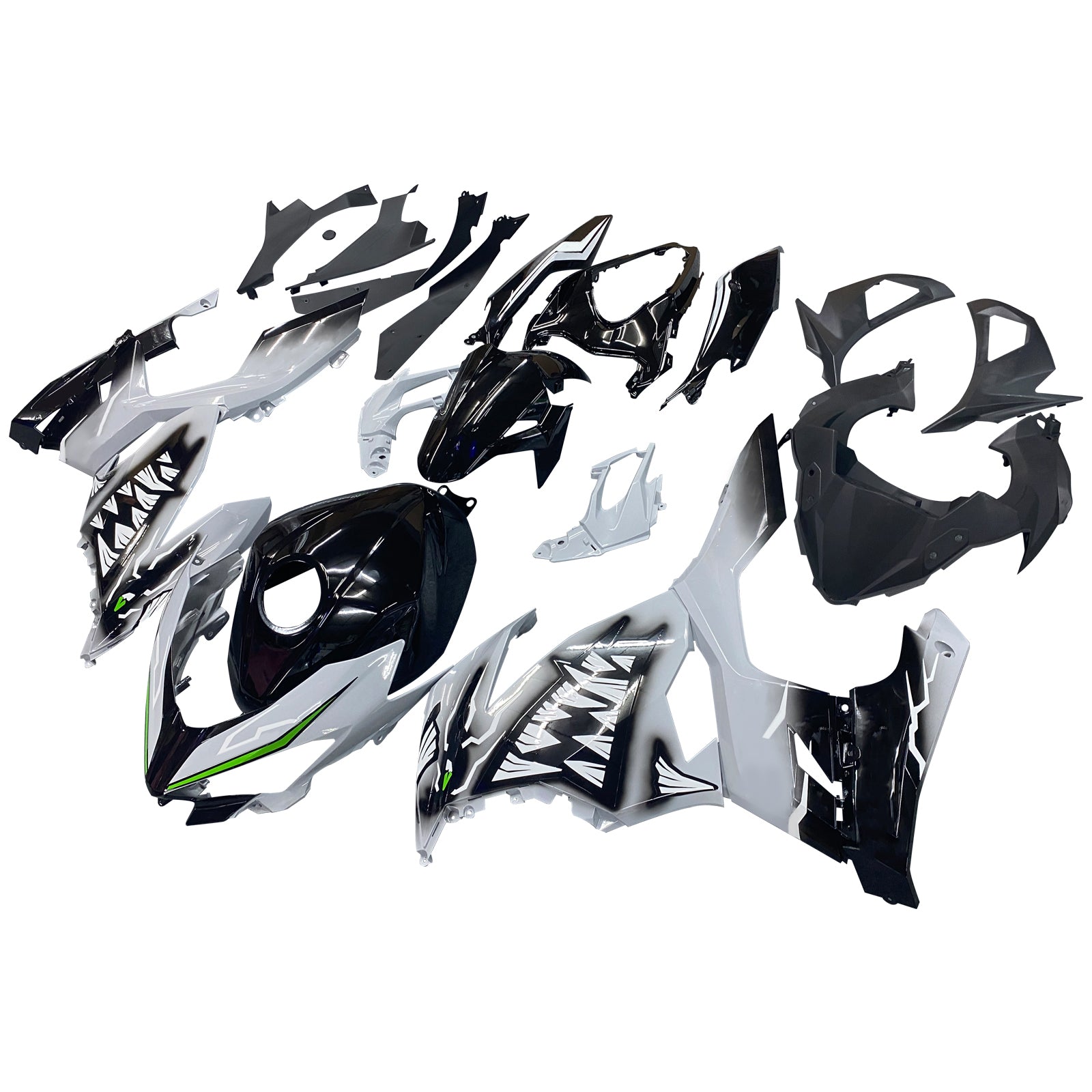 Amotopart 2018-2024 Kawasaki EX400 Ninja400 White Grey&Black Fairing Kit