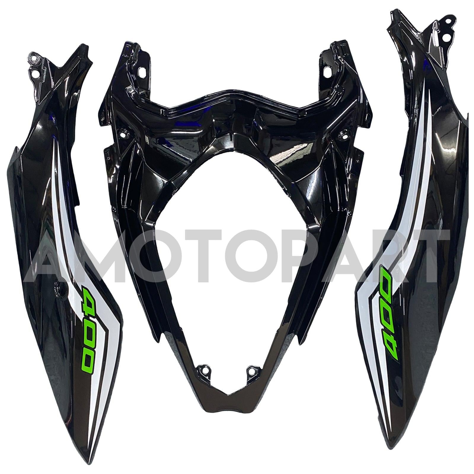 Kit carena Amotopart 2018-2024 Kawasaki EX400 Ninja 400 grigio nero