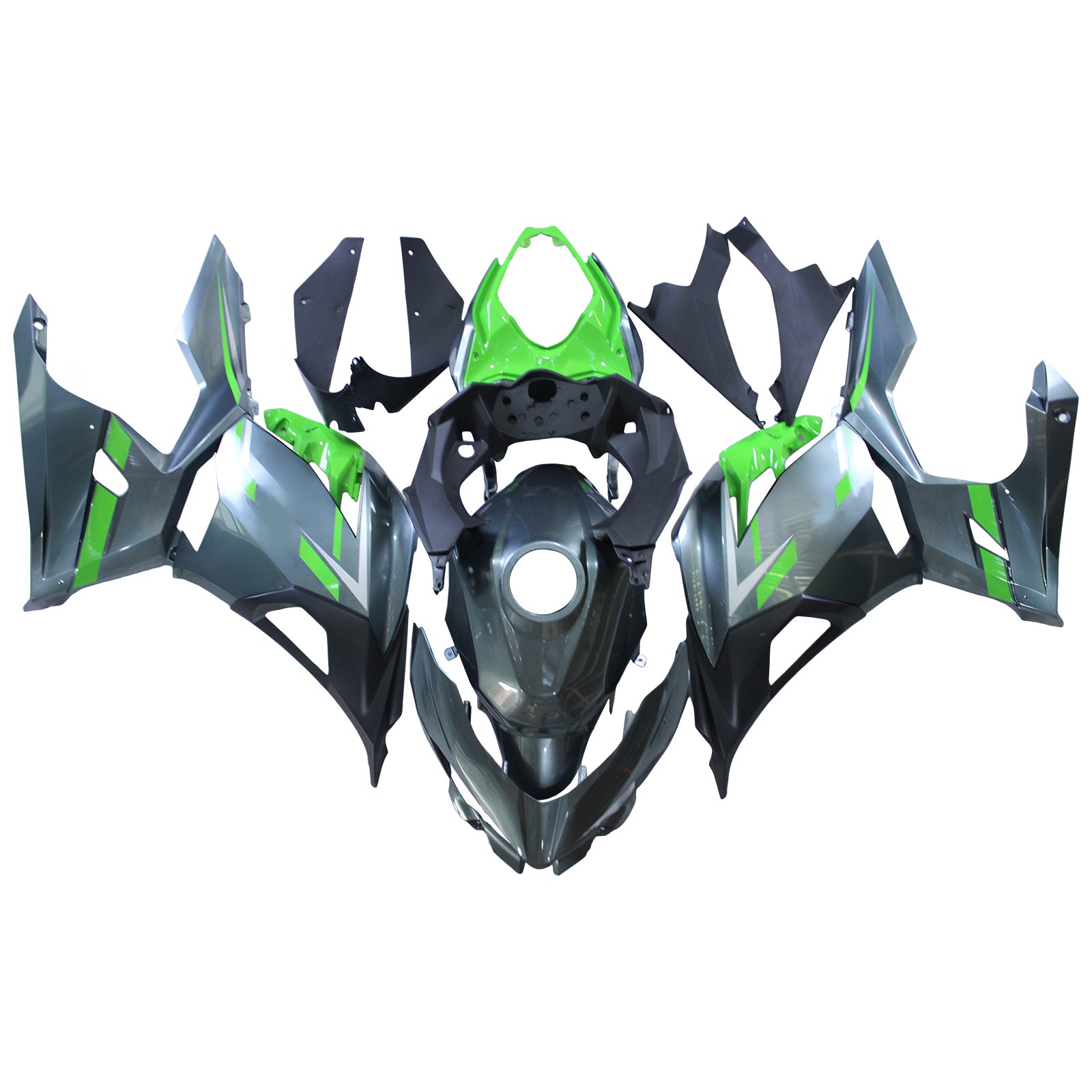 Amotopart 2018-2024 Kawasaki EX400 Ninja400 Black&Green Fairing Kit