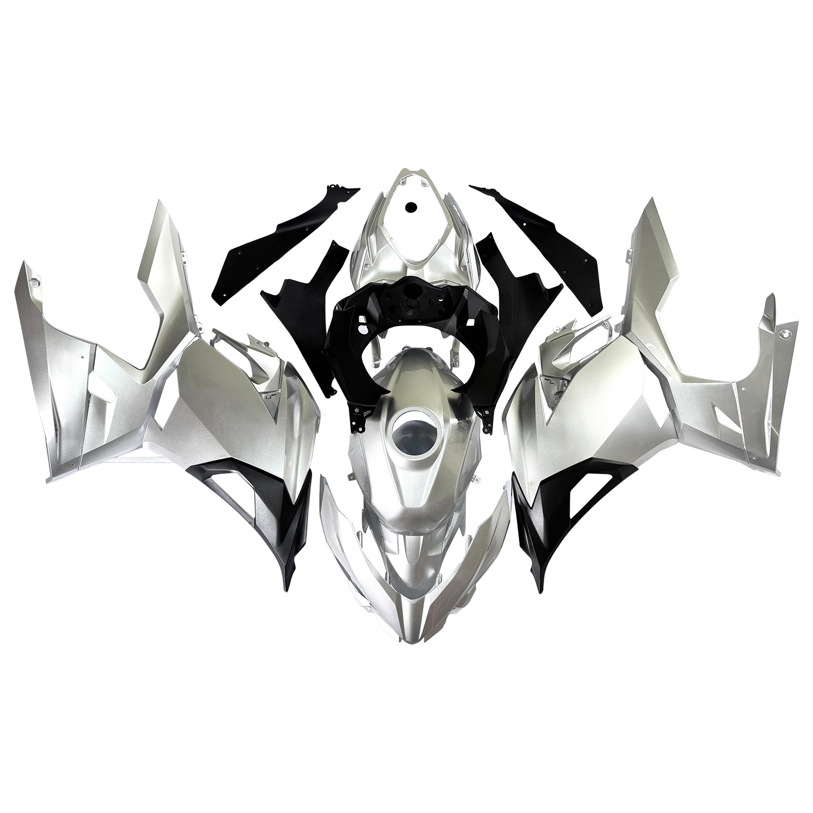 Amotopart 2018-2024 Kawasaki EX400 Ninja400 Gray & Silver Fairing Kit