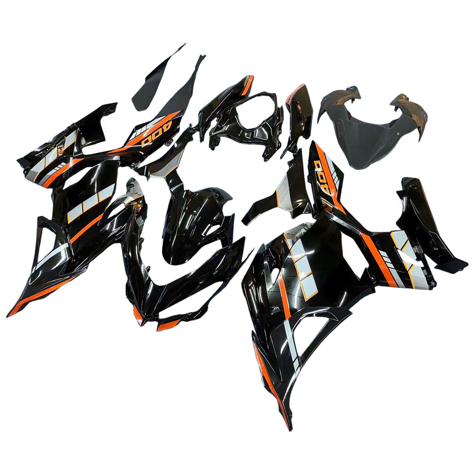Amotopart 2018-2024 KAWASAKI EX400 NINJA400 Sort med Orange Letter Fairing Kit