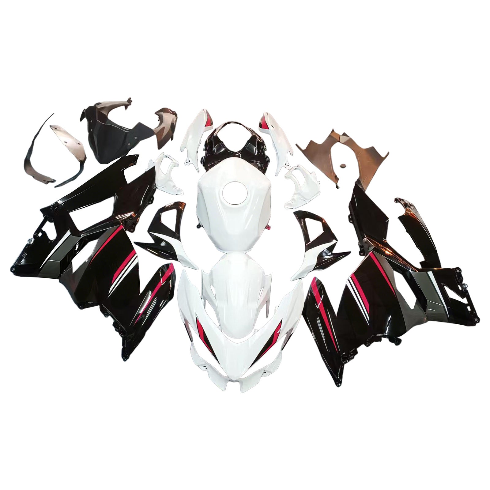 Amotopart 2018-2024 Kawasaki EX400 Ninja400 Black&White Fairing Kit
