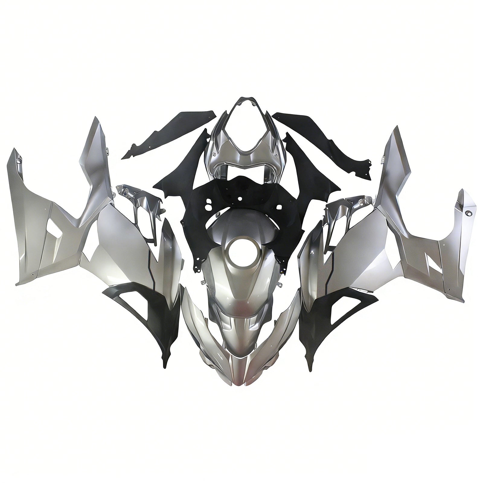 Amotopart Kawasaki EX400/Ninja400 2018-2023 シルバー&ブラック フェアリングキット