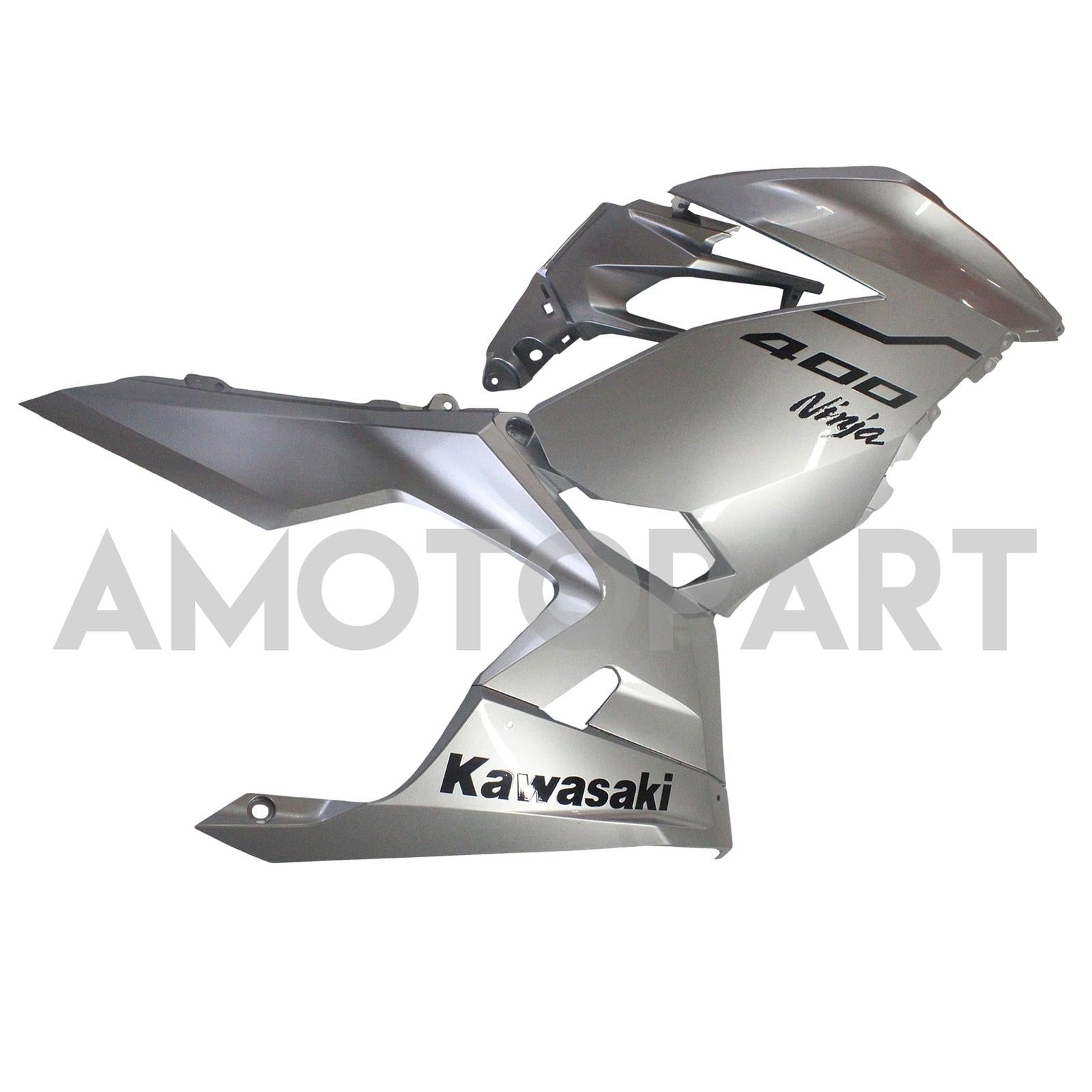 Amotopart Kawasaki Ex400/Ninja400 2018-2023 Silver & Black Fairing Kit