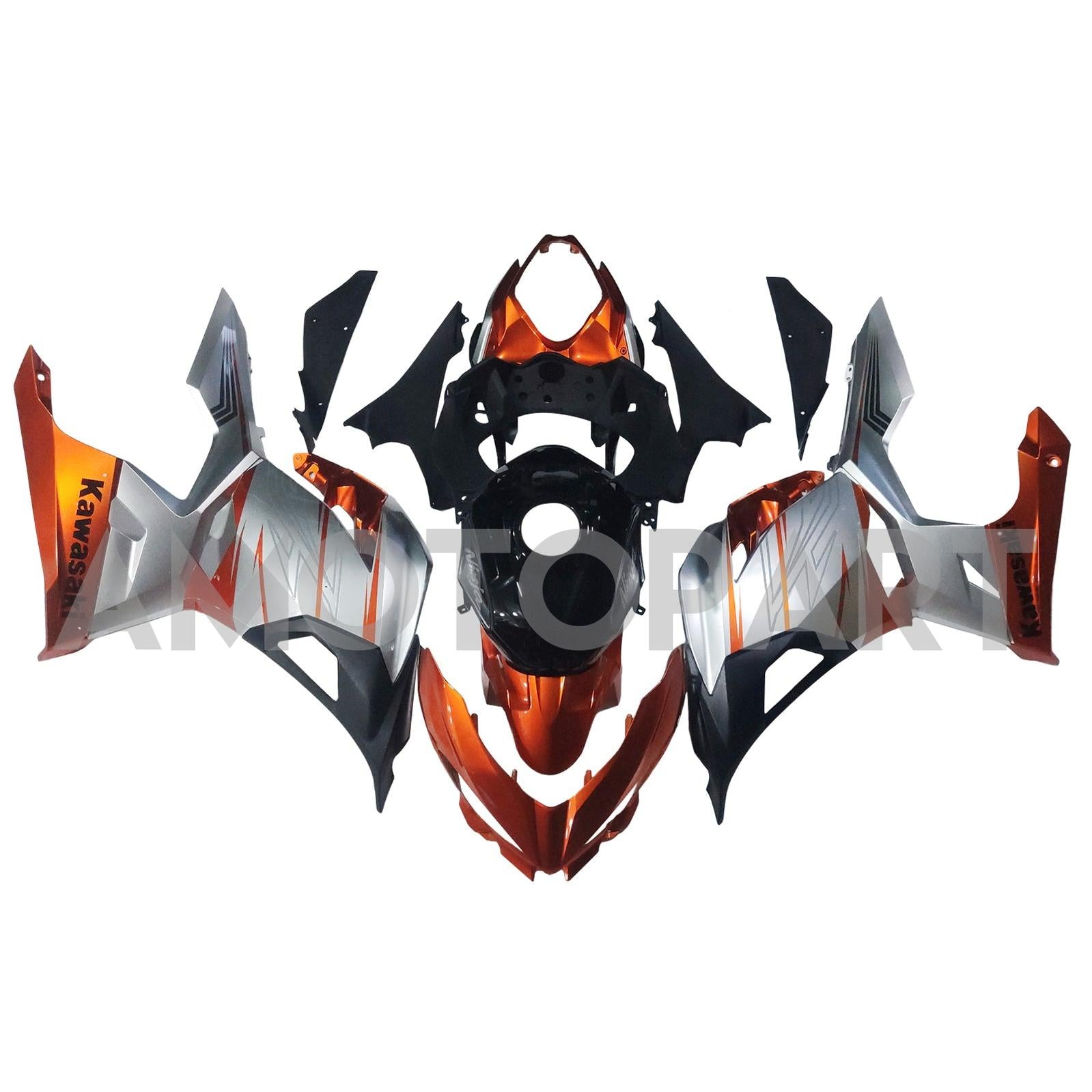 Amotopart Kawasaki EX400/Ninja400 2018-2023 Silver&Orange Fairing Kit