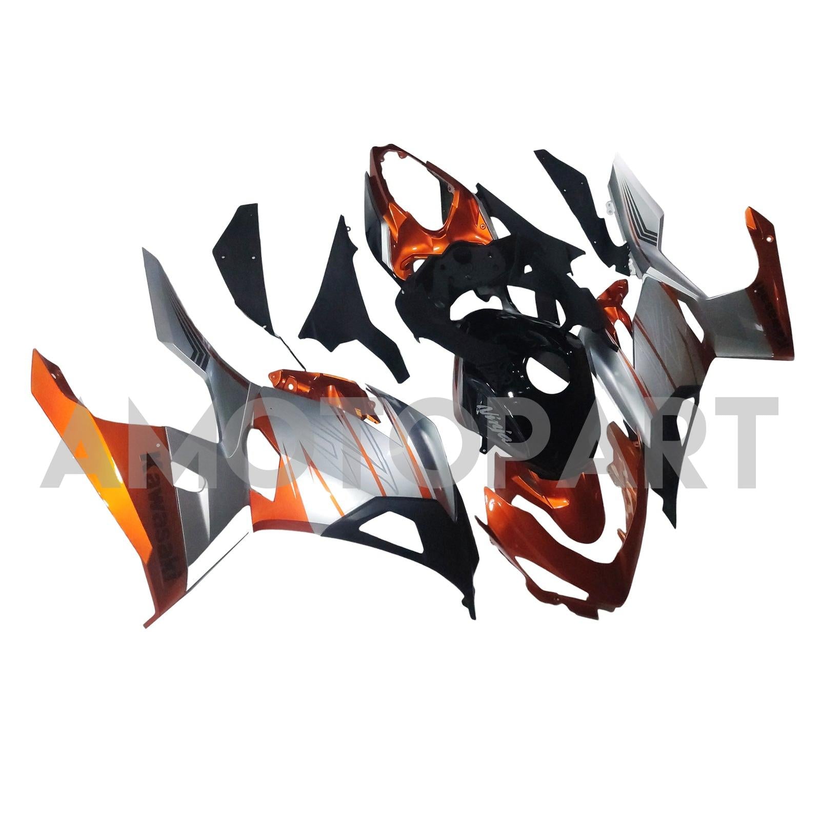 Amotopart Kawasaki EX400/Ninja400 2018-2023 Silver&Orange Fairing Kit