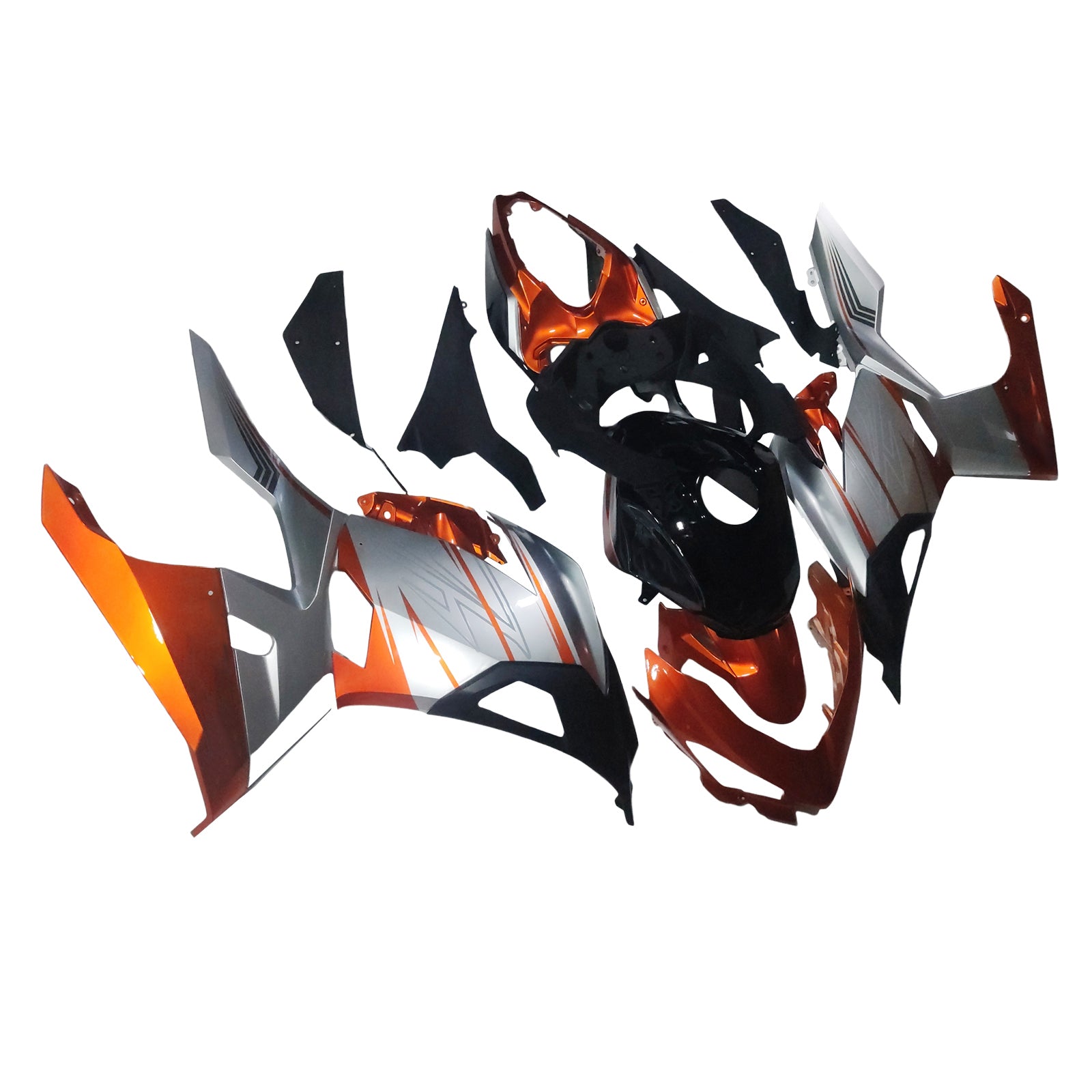 Amotopart Kawasaki EX400/Ninja400 2018-2023 シルバー&オレンジ フェアリングキット