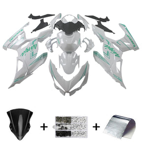 Amotopart Kawasaki EX400/Ninja400 2018-2023 White&Green Fairing Kit