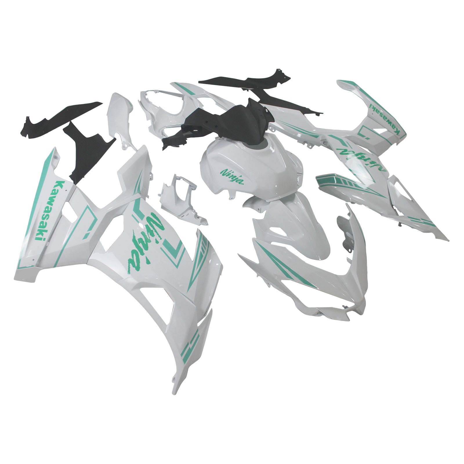 Amotopart Kawasaki EX400/Ninja400 2018-2023 White&Green Fairing Kit