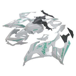 Amotopart Kawasaki EX400/Ninja400 2018-2023 White&Green Fairing Kit