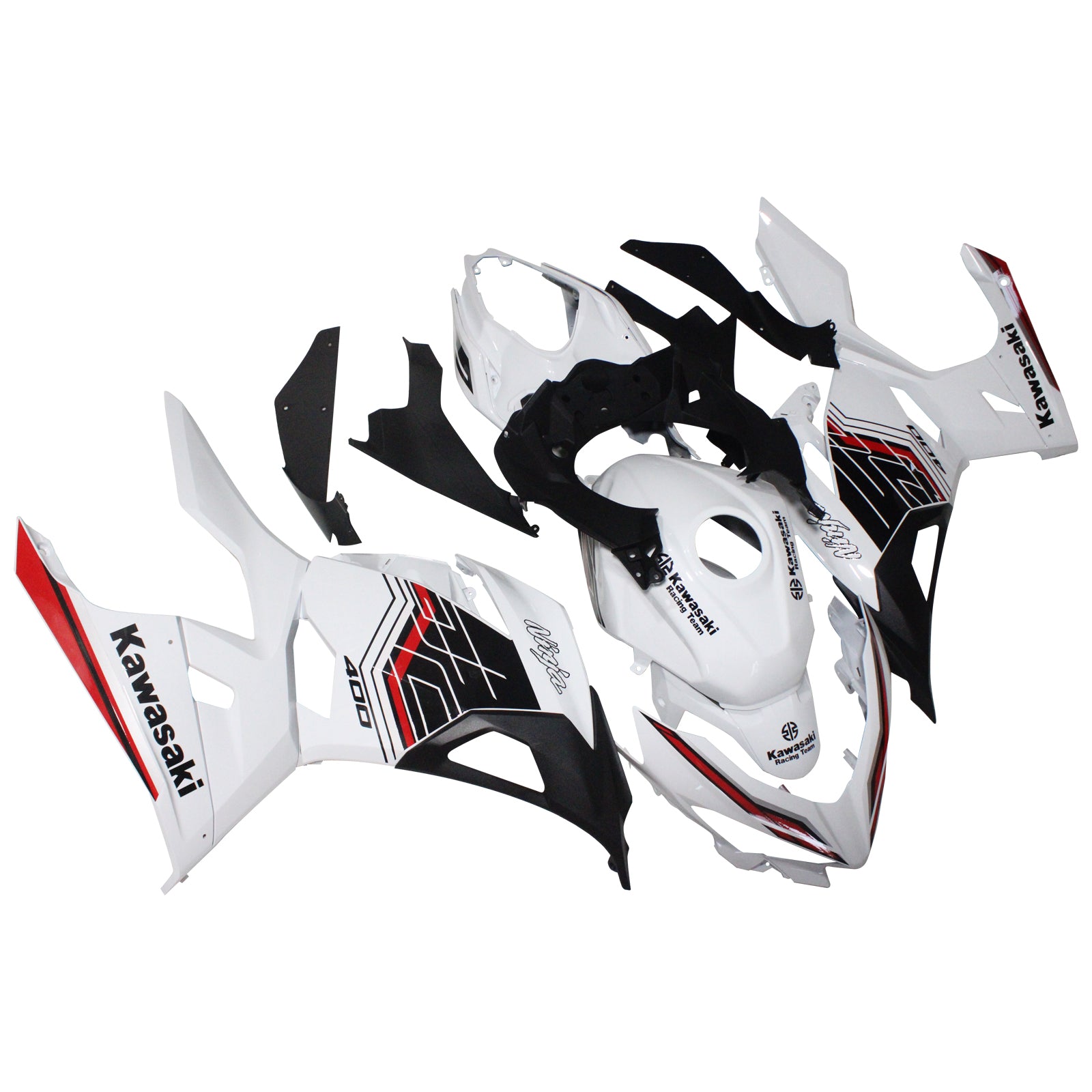 Amotopart Kawasaki EX400/Ninja400 2018-2023 White&Black Fairing Kit