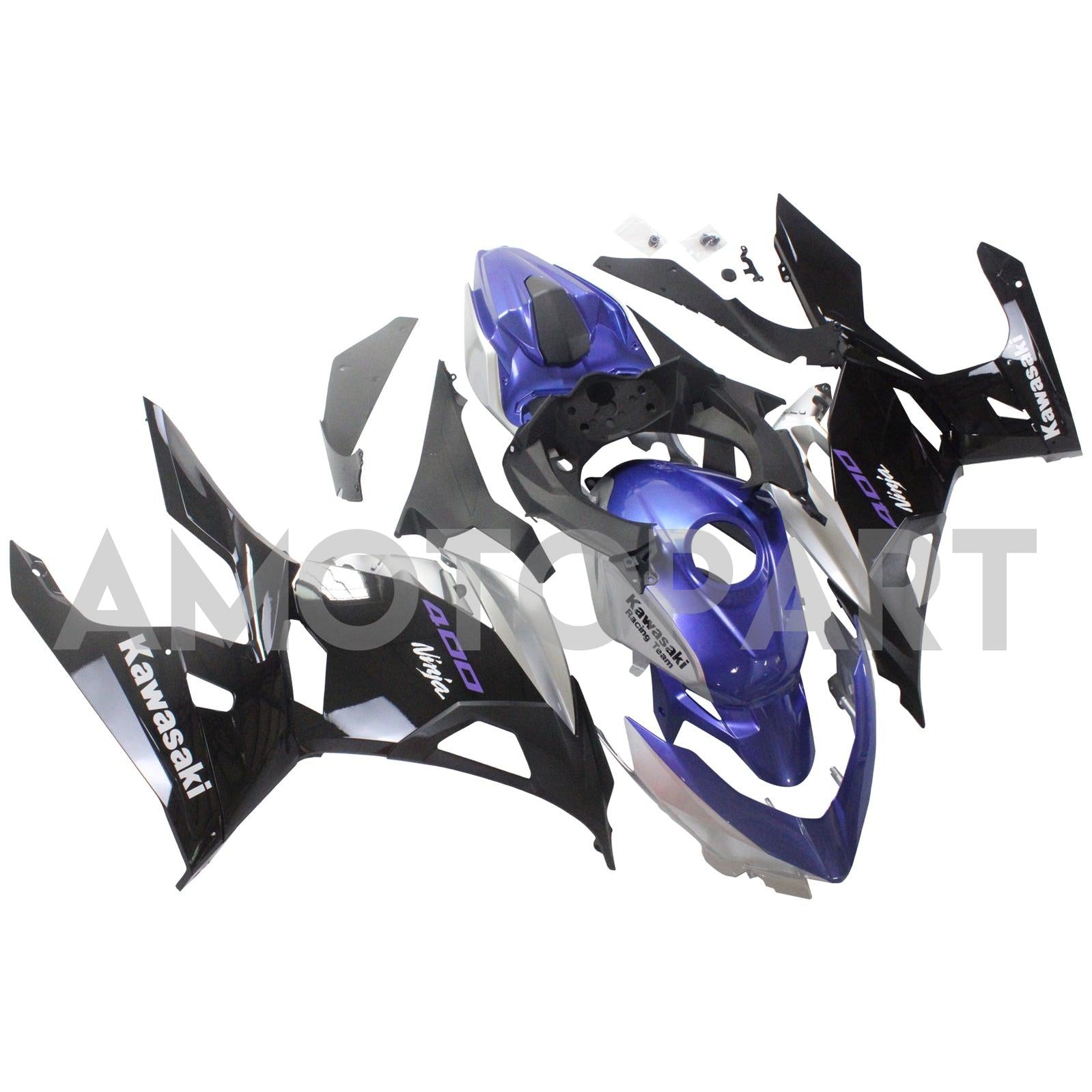 Amotopart Kawasaki EX400/Ninja400 2018-2023 Silver&Blue Fairing Kit