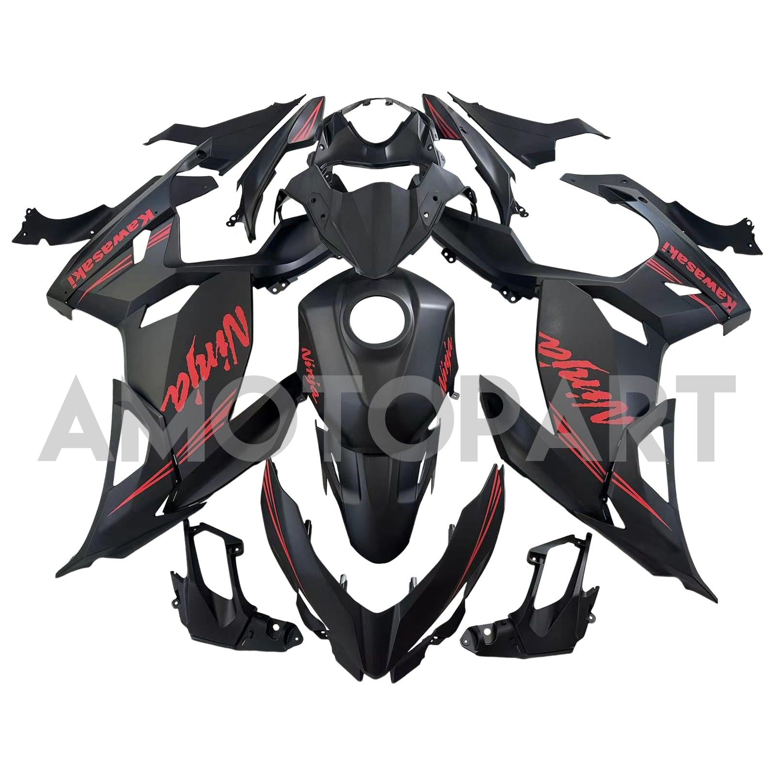 Amotopart Kawasaki EX400/Ninja400 2018-2023 Black&Orange Fairing Kit