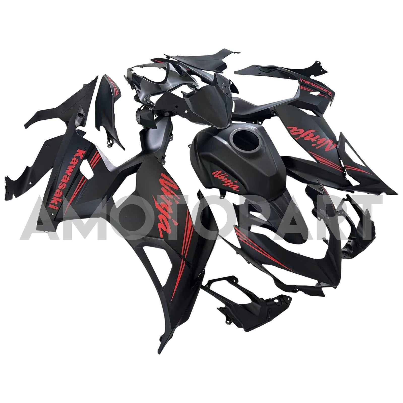 Amotopart Kawasaki EX400/Ninja400 2018-2023 Black&Orange Fairing Kit