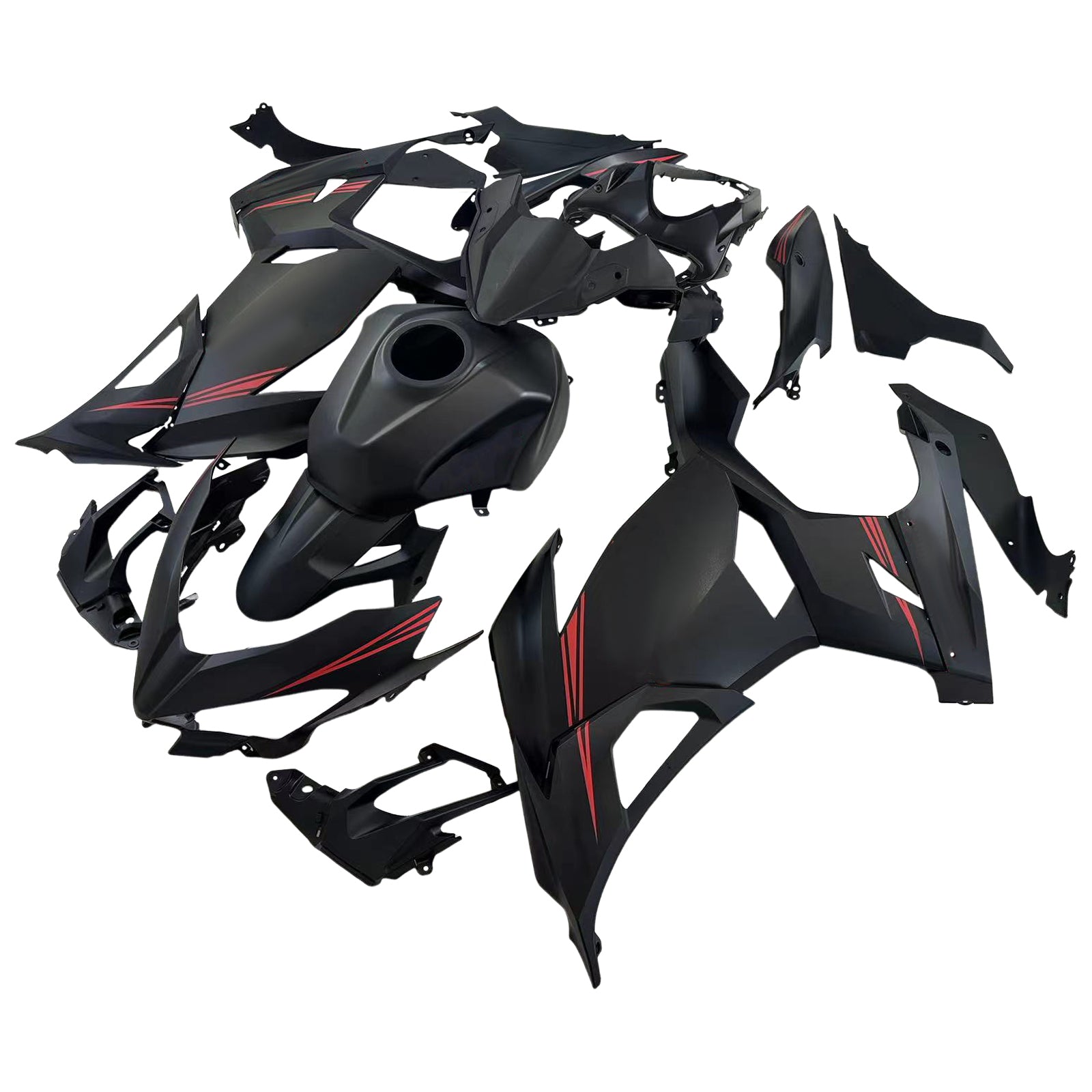 Amotopart Kawasaki EX400/Ninja400 2018-2023 Schwarz&Orangefarbenes Verkleidungsset