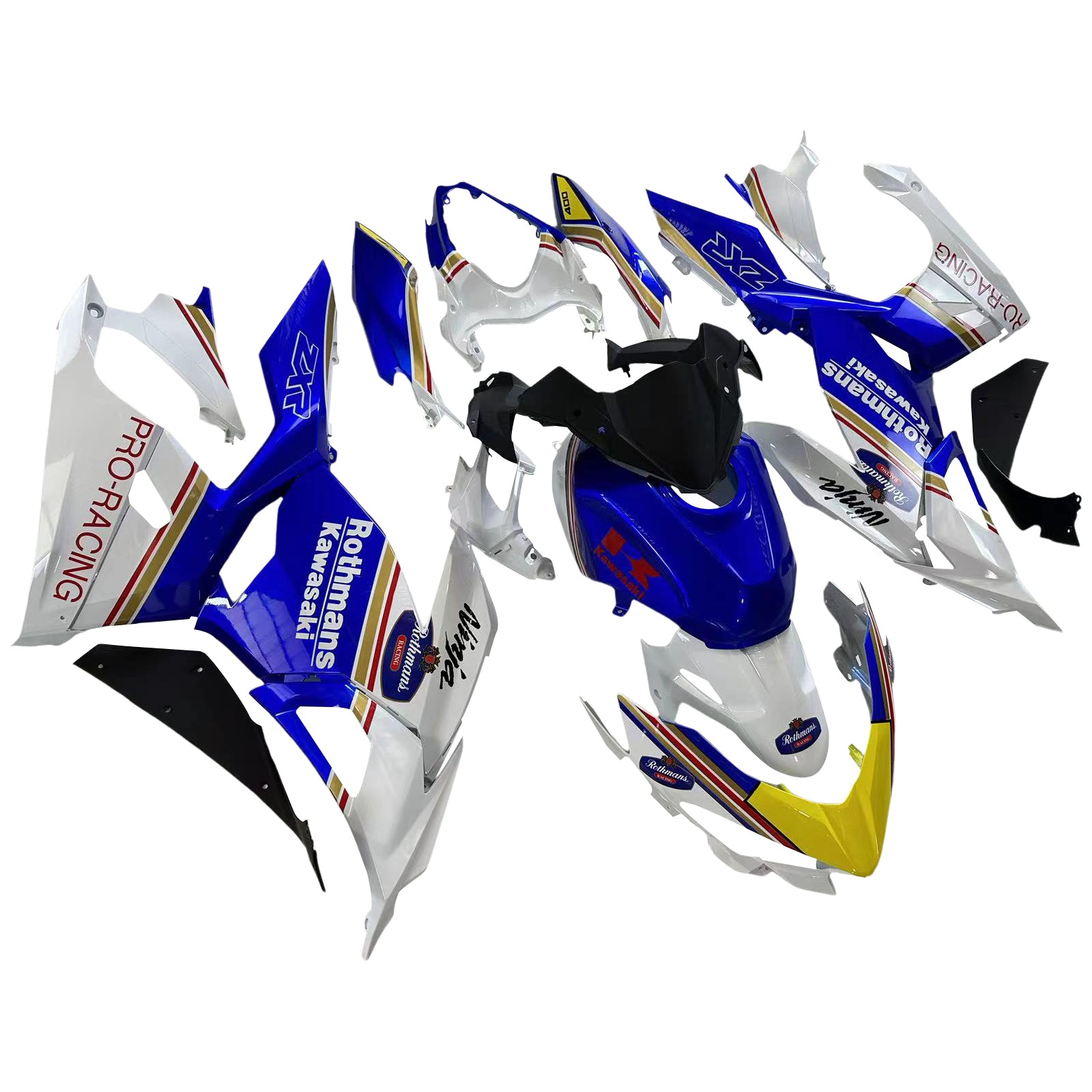 Amotopart Kawasaki EX400/Ninja400 2018-2023 Blue&Yellow Fairing Kit