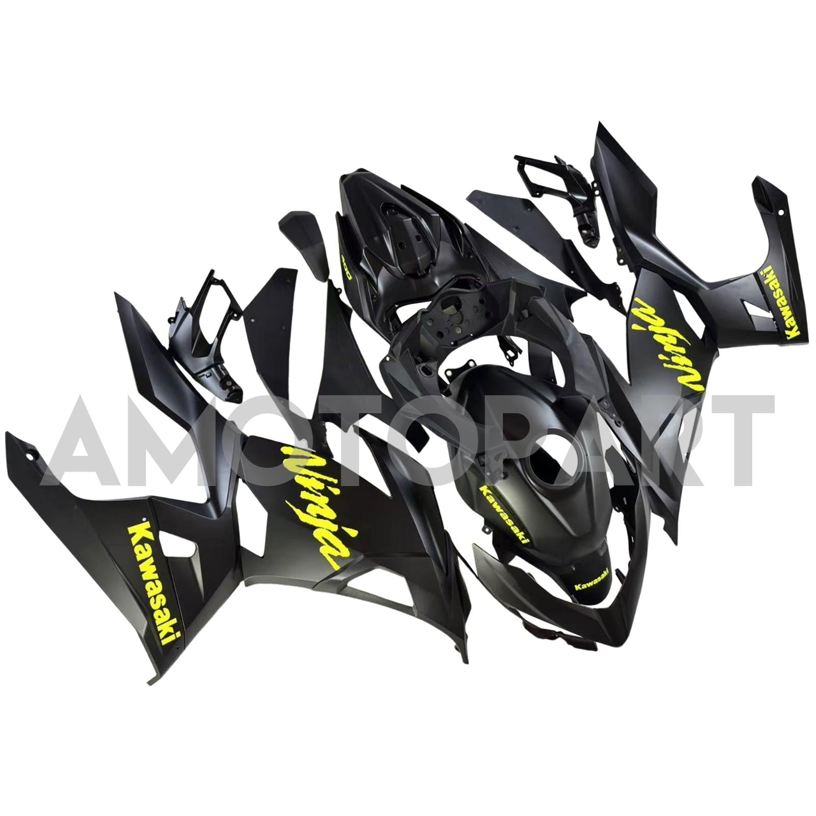 Amotopart Kawasaki EX400/Ninja400 2018-2023 Noir&Kit de carénage jaune