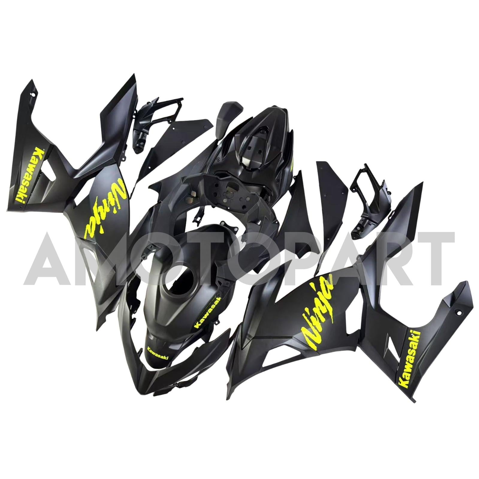 Amotopart Kawasaki EX400/Ninja400 2018-2023 Noir&Kit de carénage jaune