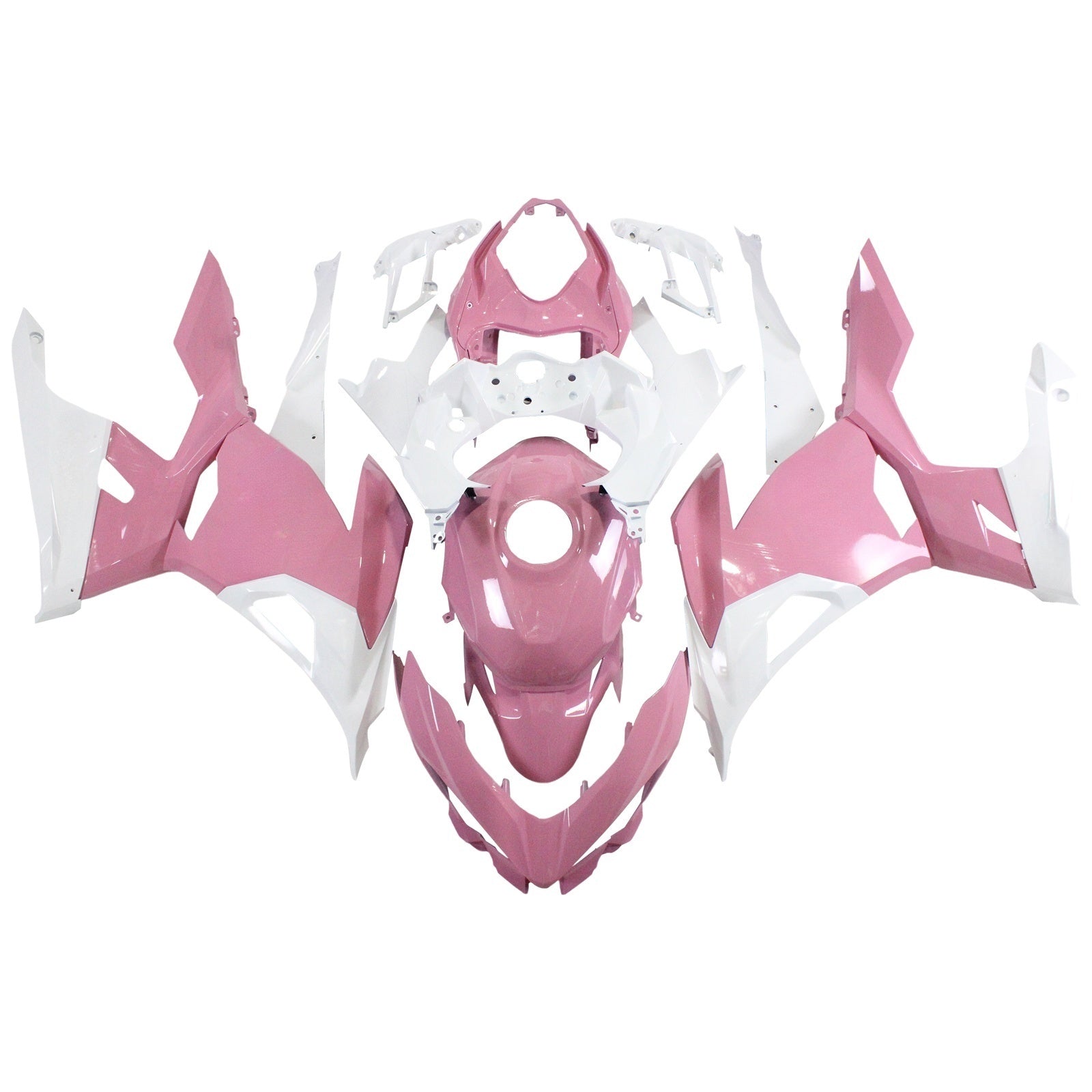 Amotopart Kawasaki EX400/Ninja400 2018-2023 Pink&Weißes Verkleidungsset