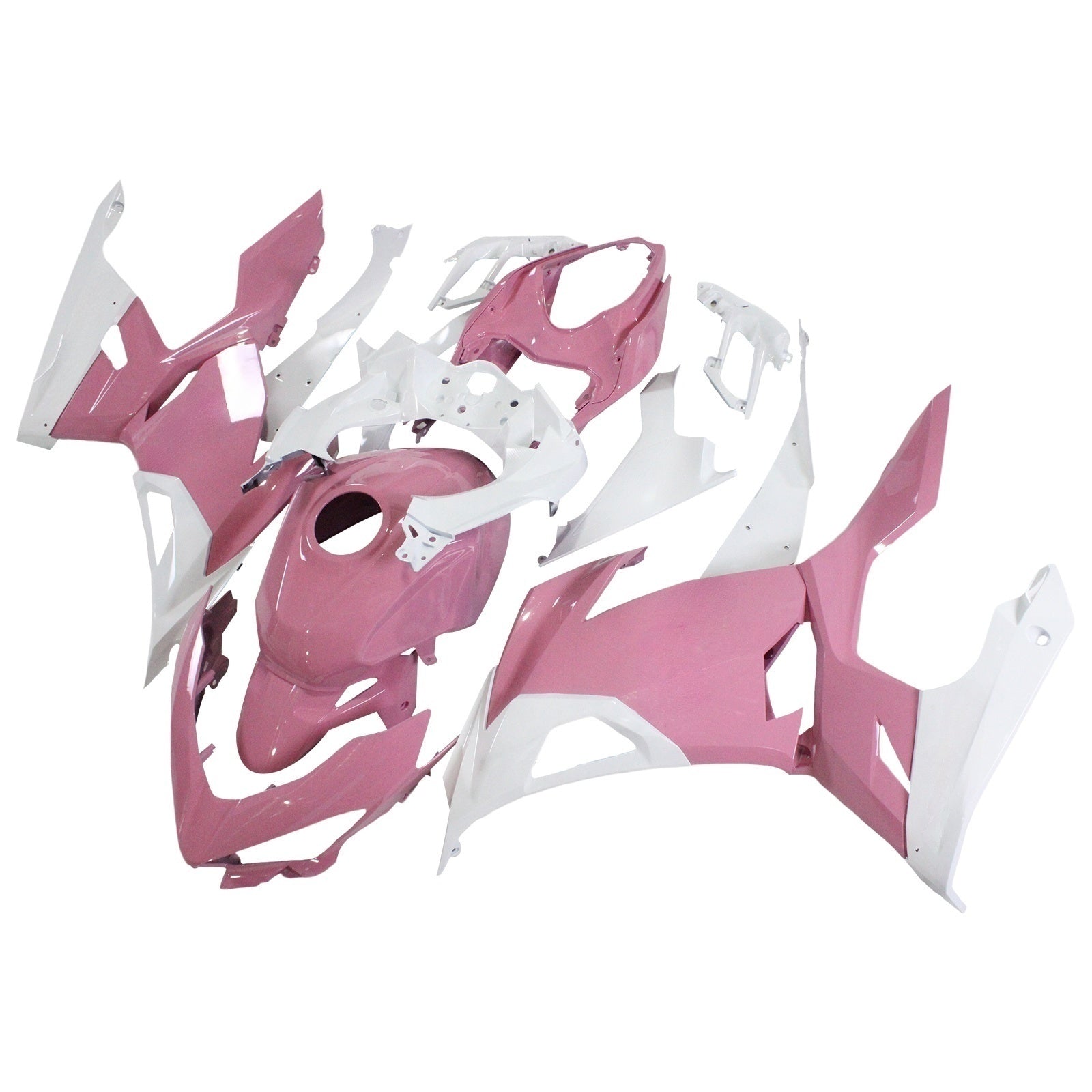 Kit de carenado Amotopart Kawasaki EX400/Ninja 400 2018-2023 rosa y blanco