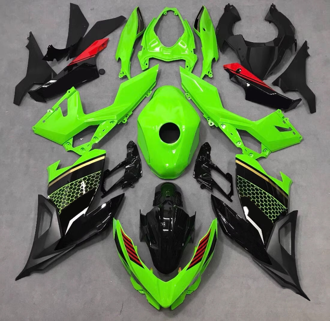 Amotopart Kawasaki EX400/Ninja400 2018-2023 Green&Black Style2 Fairing