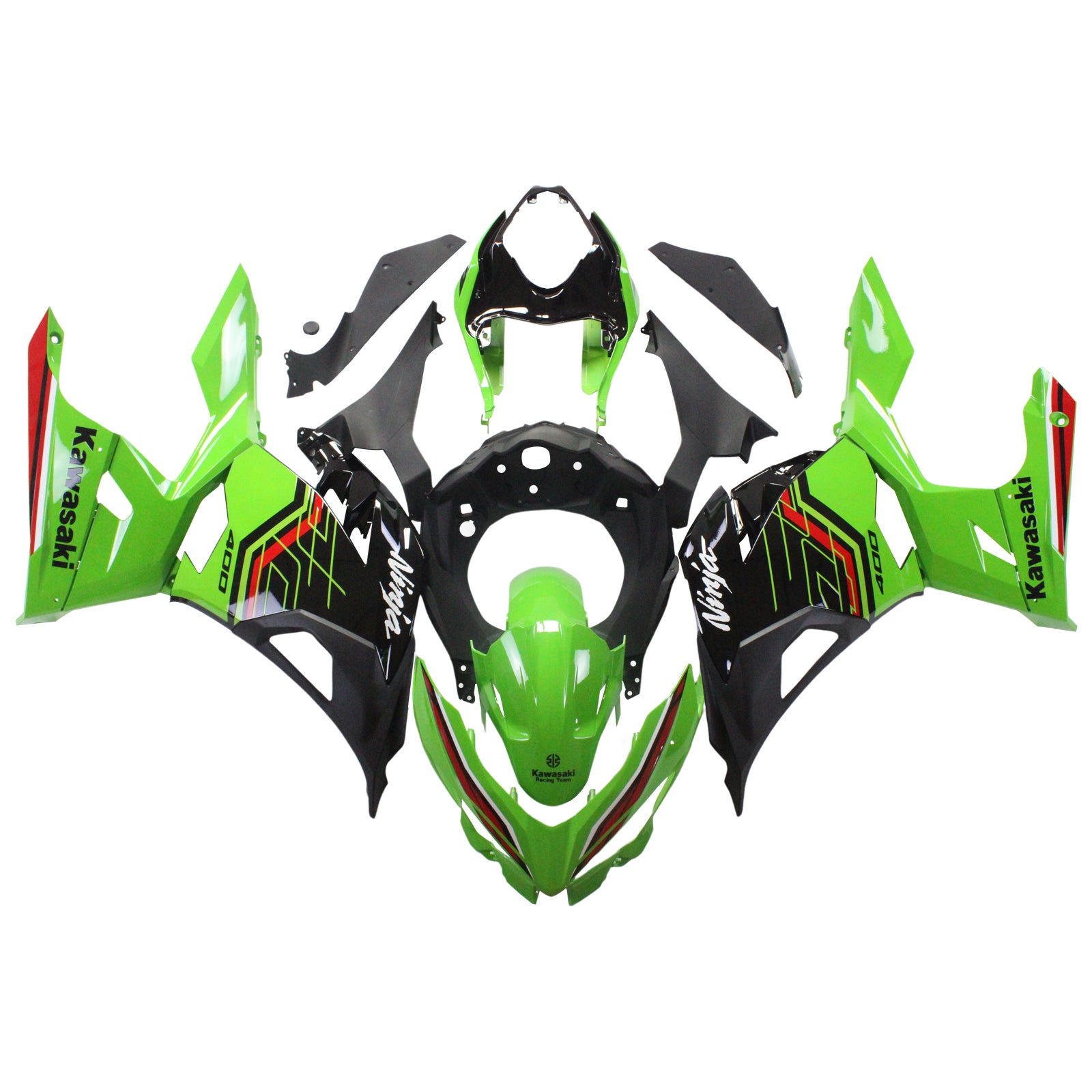 Amotopart Kawasaki EX400/Ninja400 2018-2023 Green&Black Style1 Fairing Kit