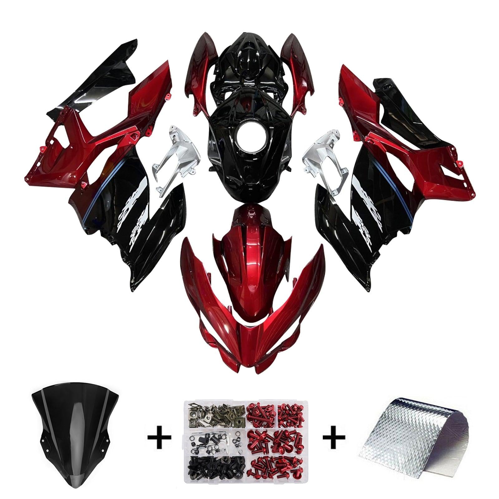 Amotopart 2018-2024 Kawasaki EX400 Ninja400 Black Red Fairing Kit