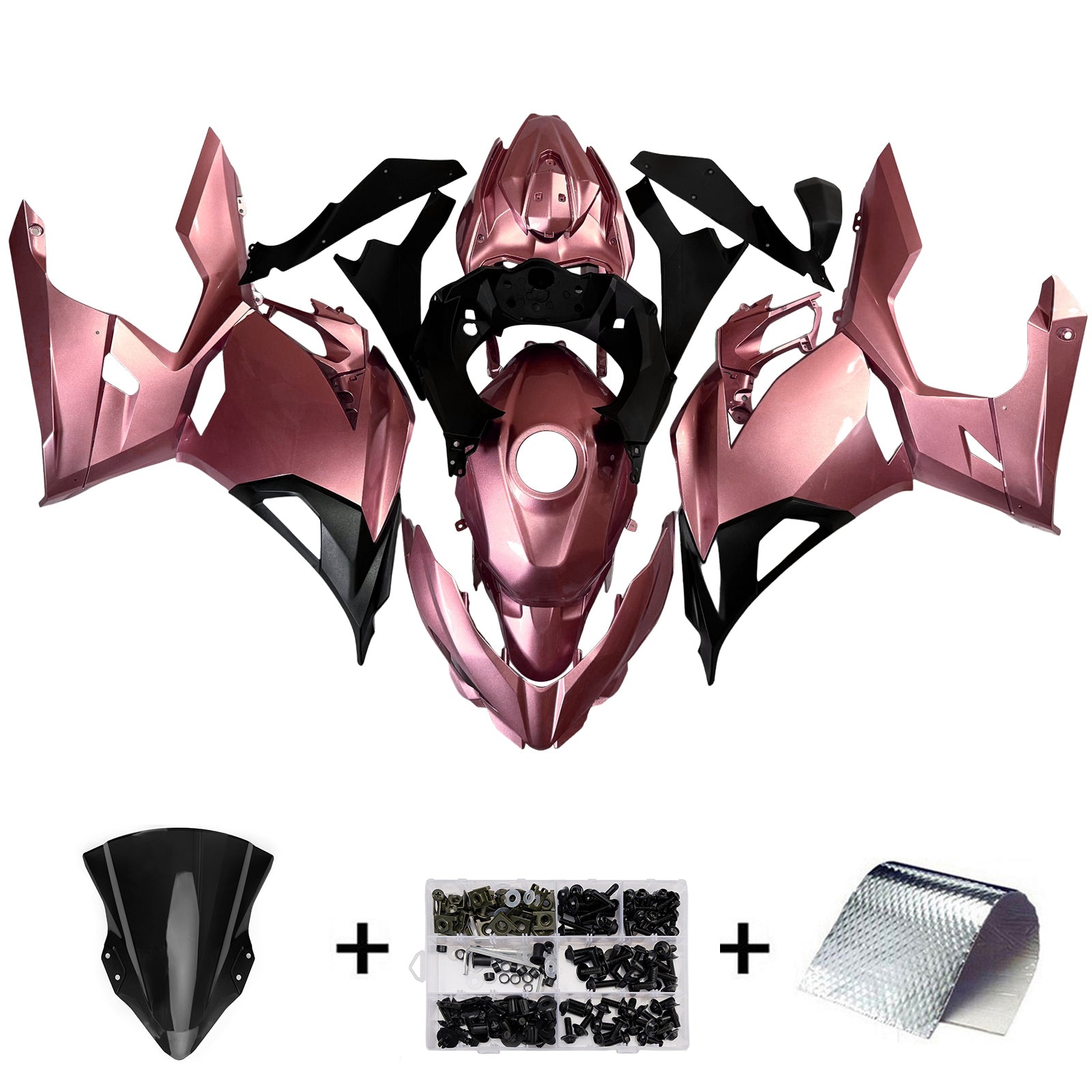 Amotopart 2018-2024 Kawasaki EX400 Ninja400 Pink Fairing Kit