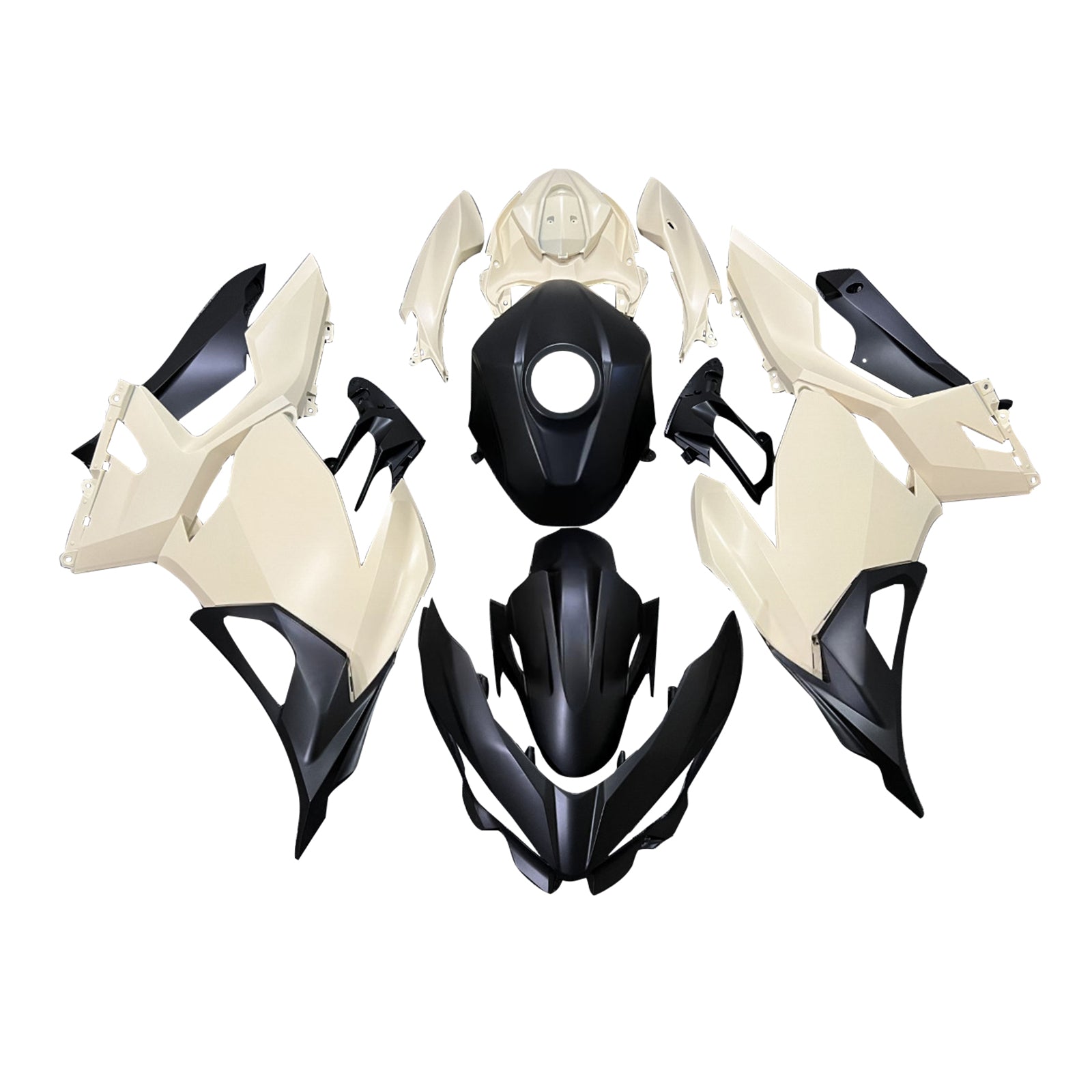 Amotopart 2018-2024 Kawasaki EX400 Ninja400 Beige Black Fairing Kit