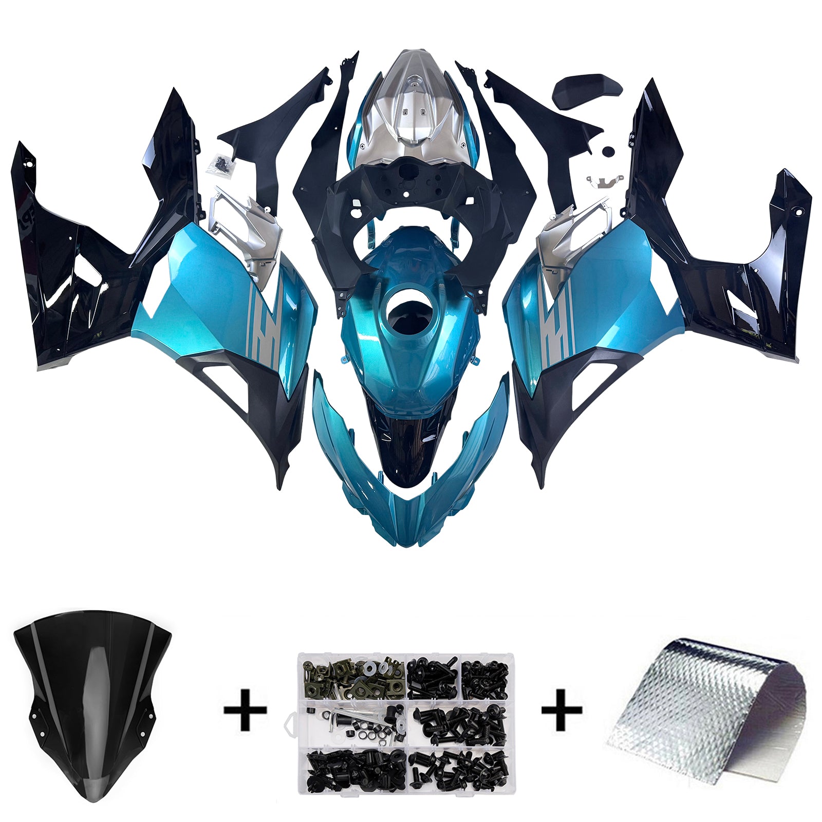 Amotopart 2018-2024 Kawasaki EX400 Ninja400 Light Blue Fairing Kit