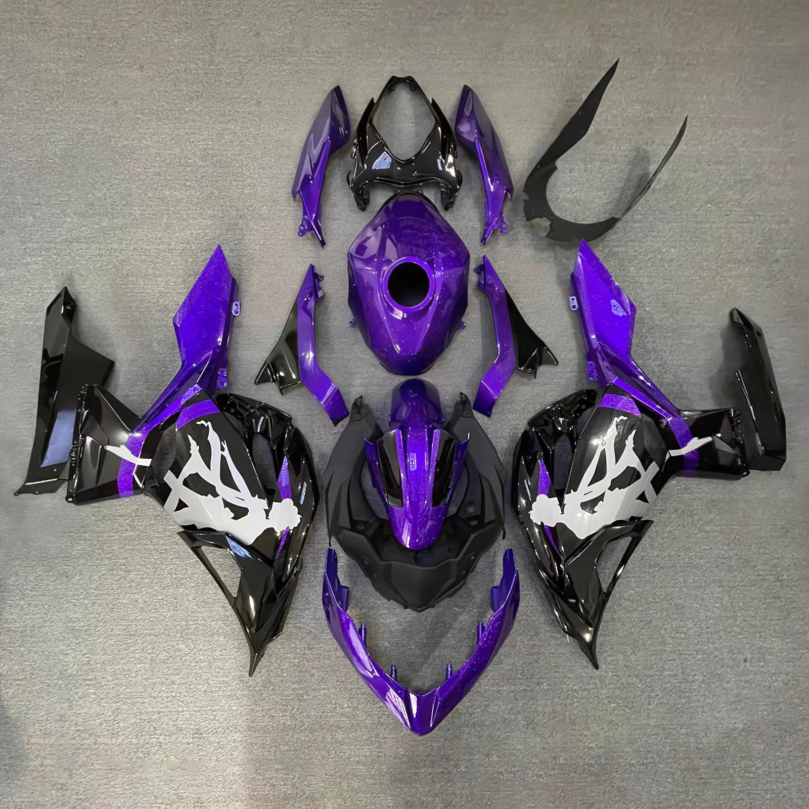 Amotopart 2018-2024 Kawasaki EX400/Ninja400 Purple Black Grey Fairing Kit