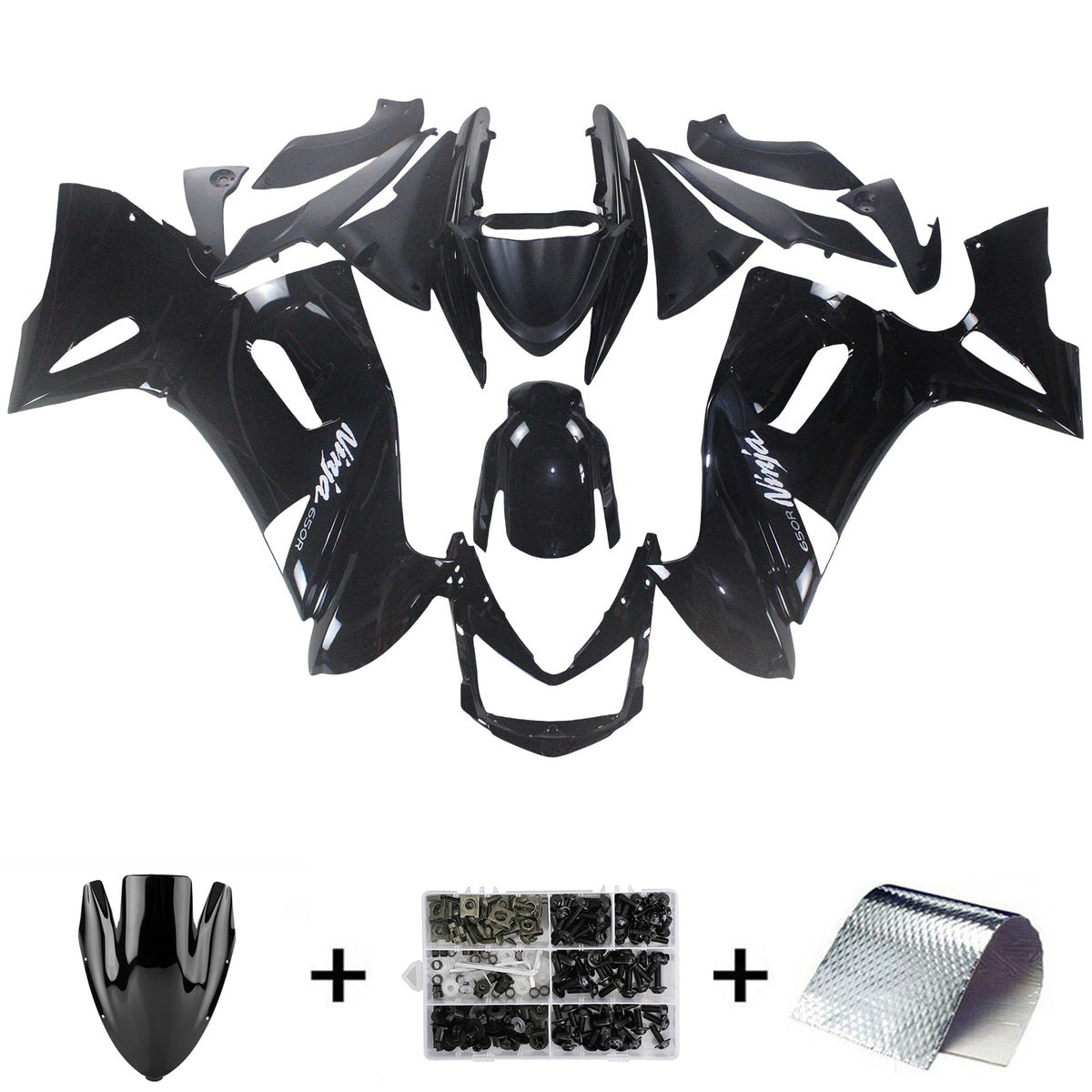 Amotopart Kawasaki 2006-2008 ER6F/Ninja650 Black Fairing Kit