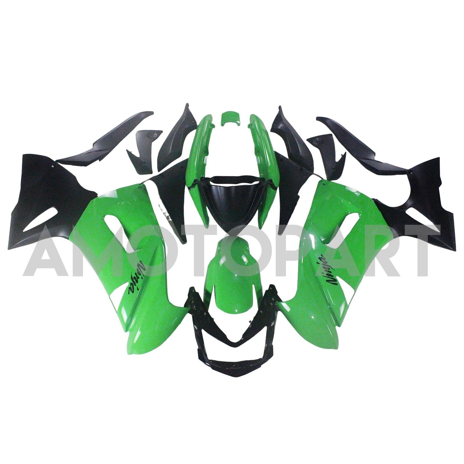 Amotopart Kawasaki 2006-2008 ER6F/Ninja650 Kit de carenado verde y negro