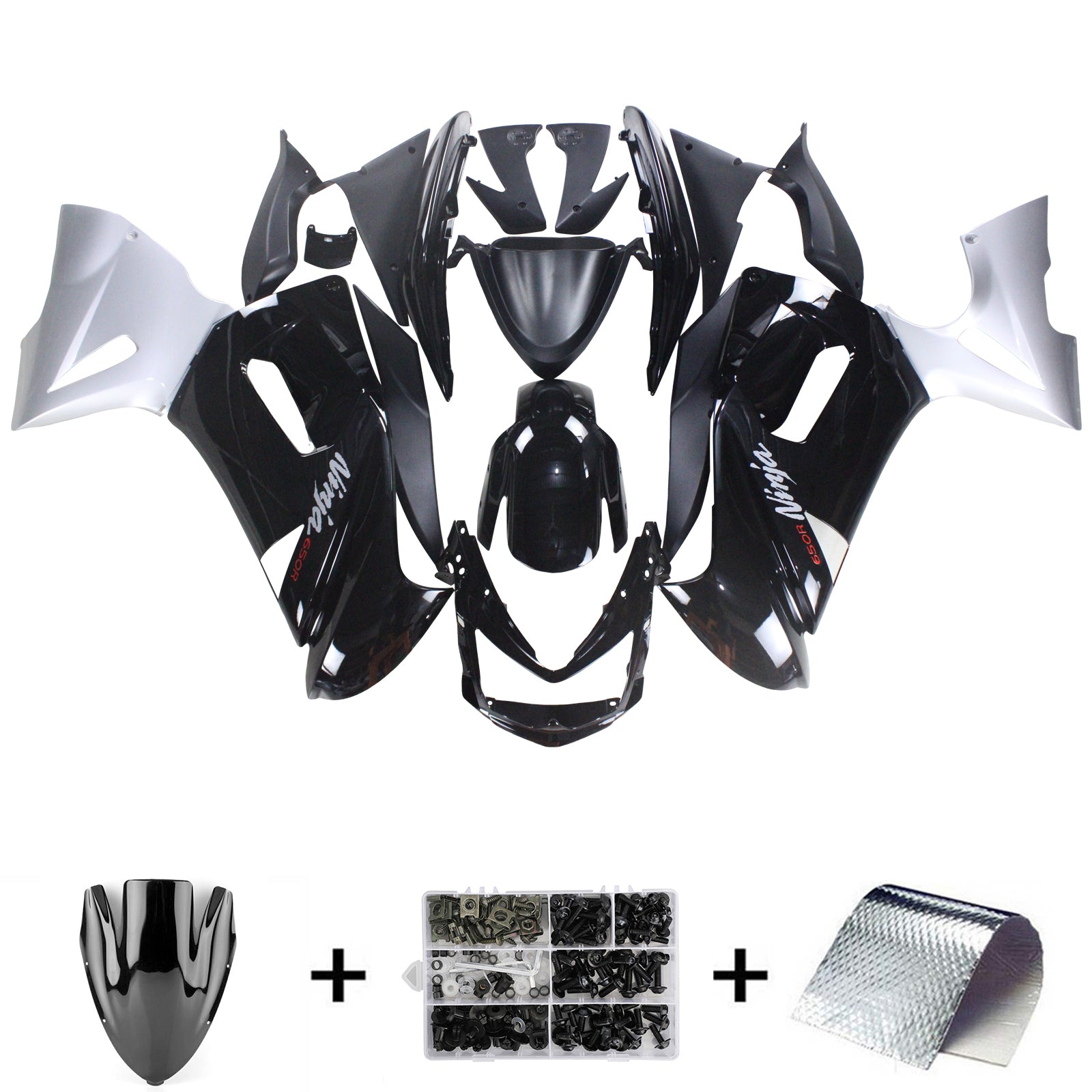 Kit de carénage noir Amotopart Kawasaki 2006-2008 ER6F/Ninja650