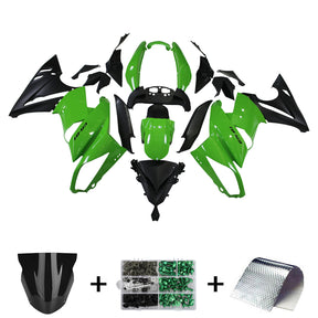 Amotopart 2009-2011 Kawasaki Ninja650 EX650 Kit de carenado negro y verde