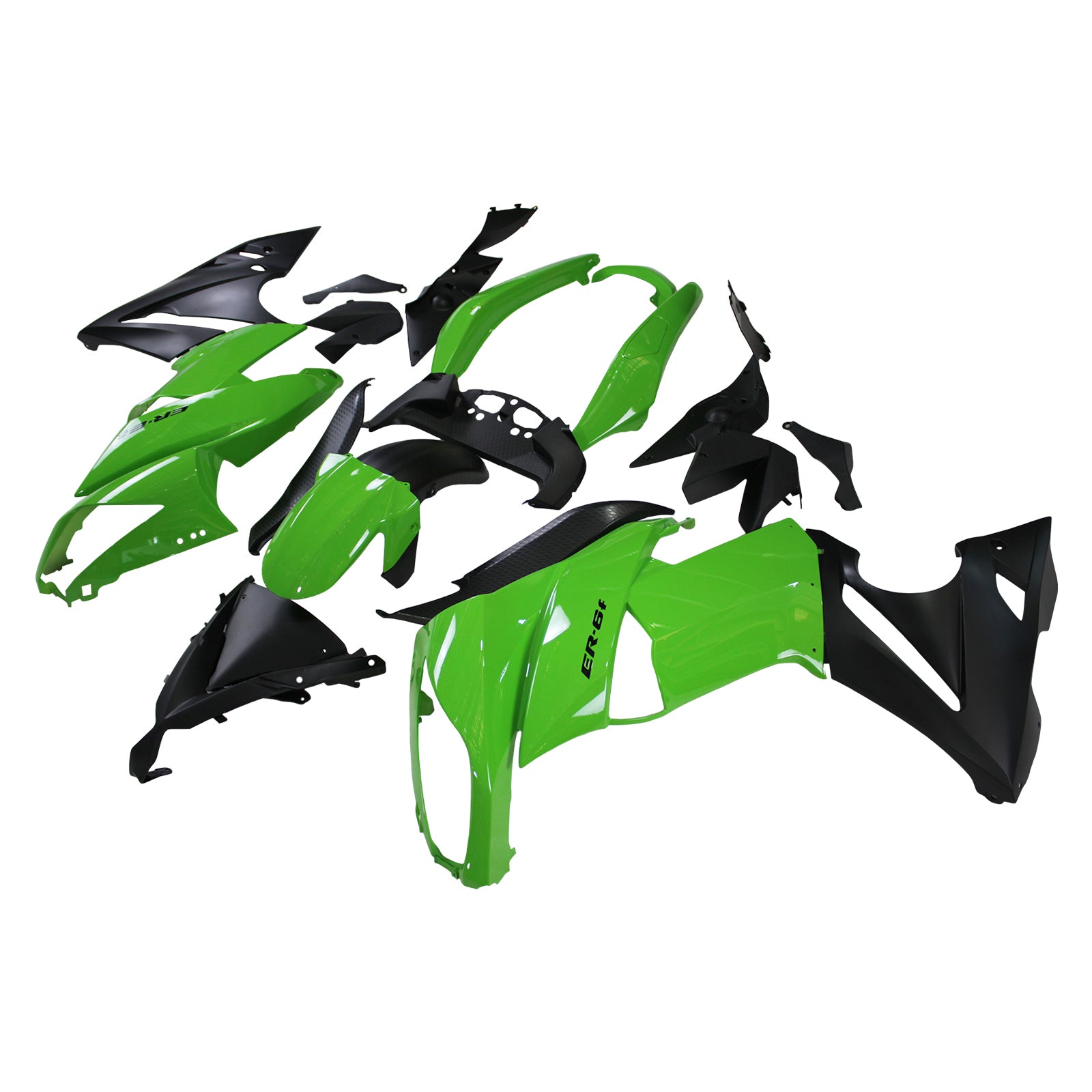 Amotopart 2009-2011 Kawasaki Ninja650 EX650 Black & Green Fairing Kit