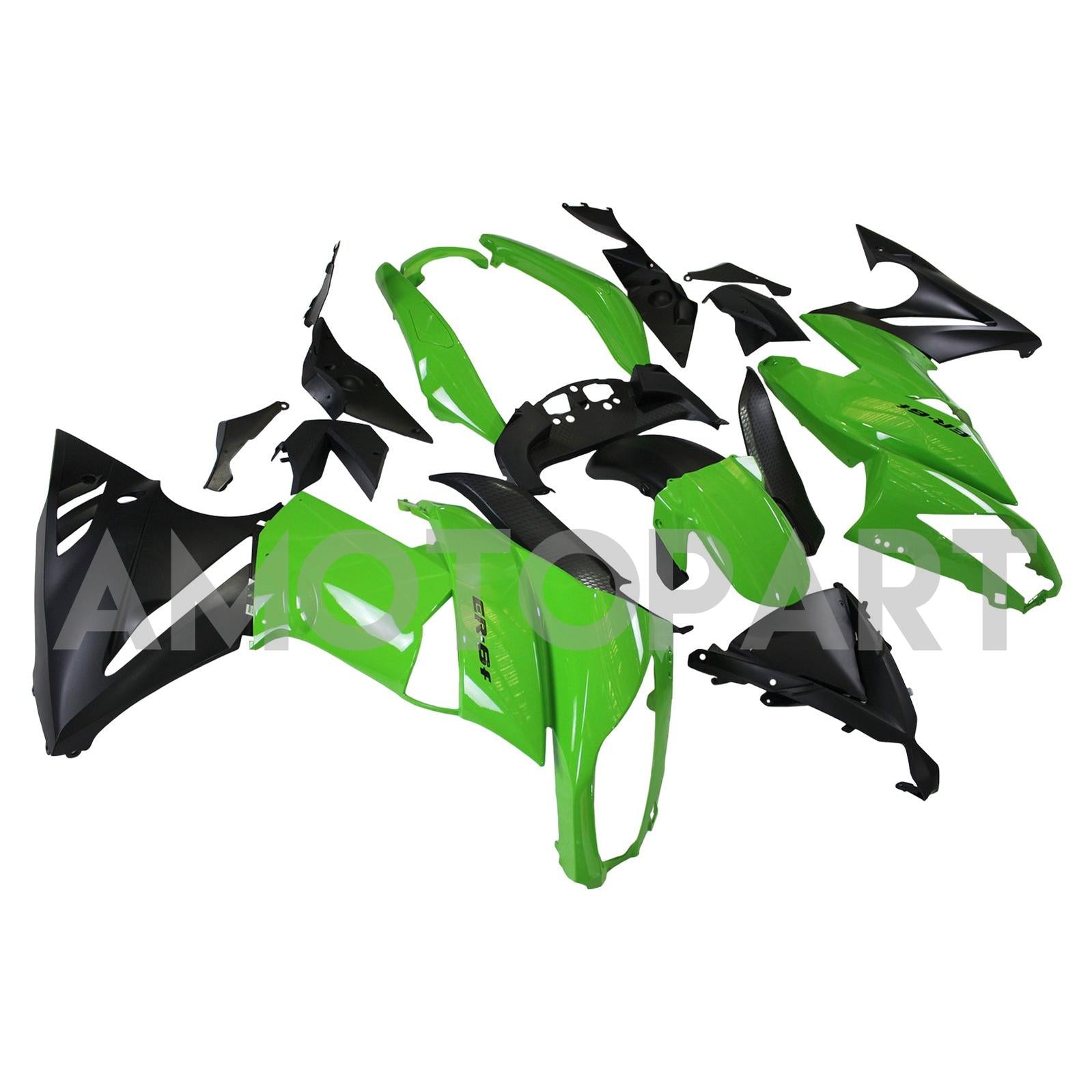 Amotopart 2009-2011 Kawasaki Ninja650 EX650 Black & Green Fairing Kit