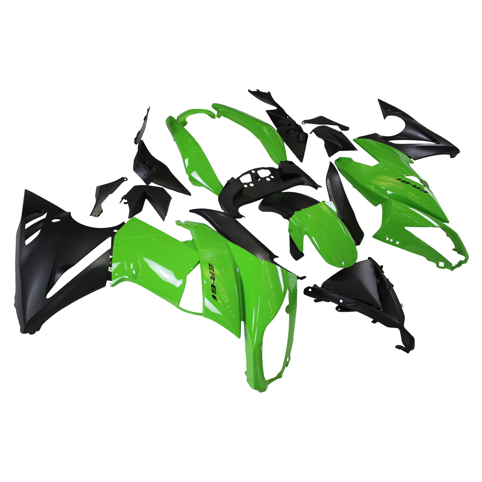 Amotopart 2009-2011 Kawasaki Ninja650 EX650 Black & Green Fairing Kit