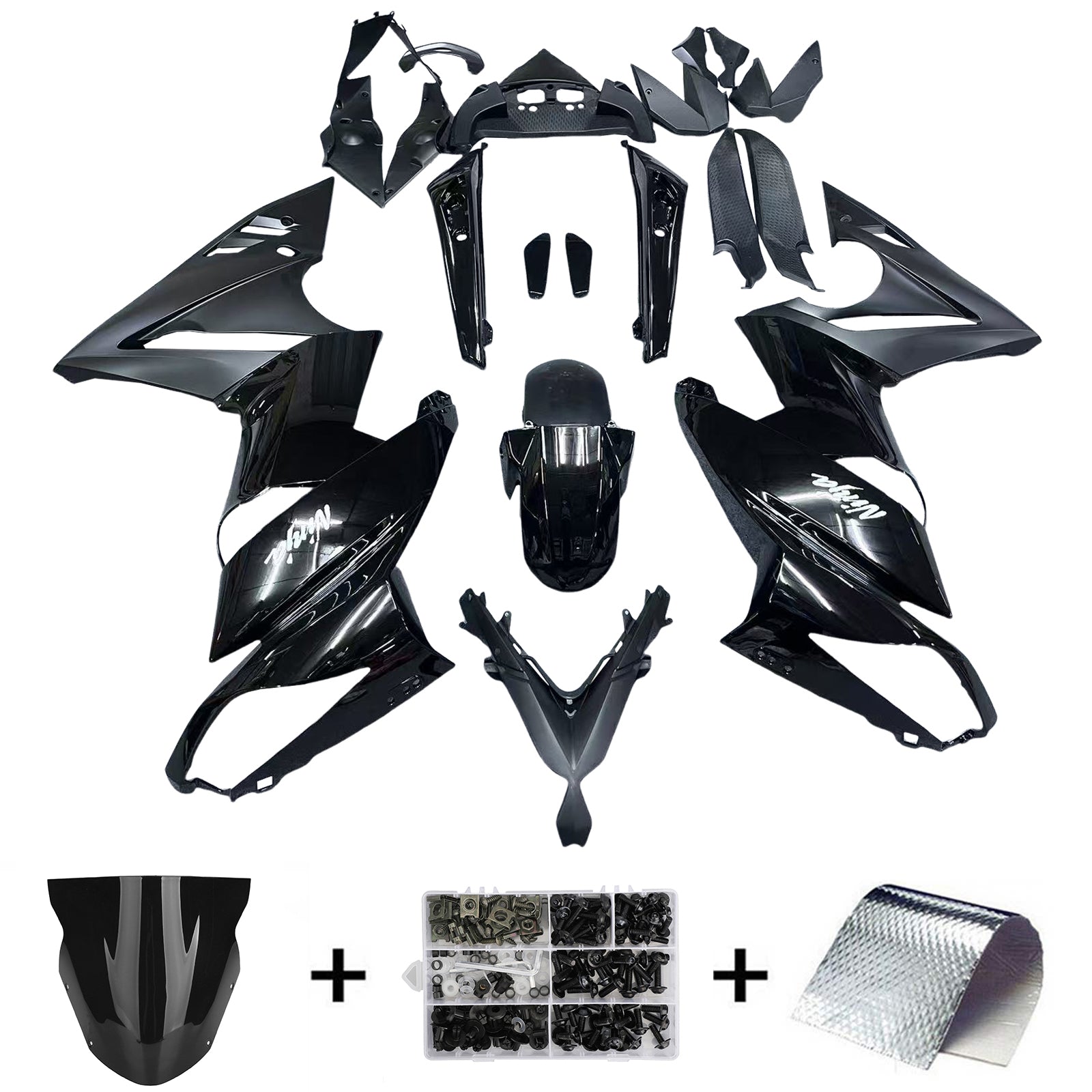 Amotopart 2009-2011 Ninja 650 ER-6F EX650 Kawasaki Black Fairing Kit