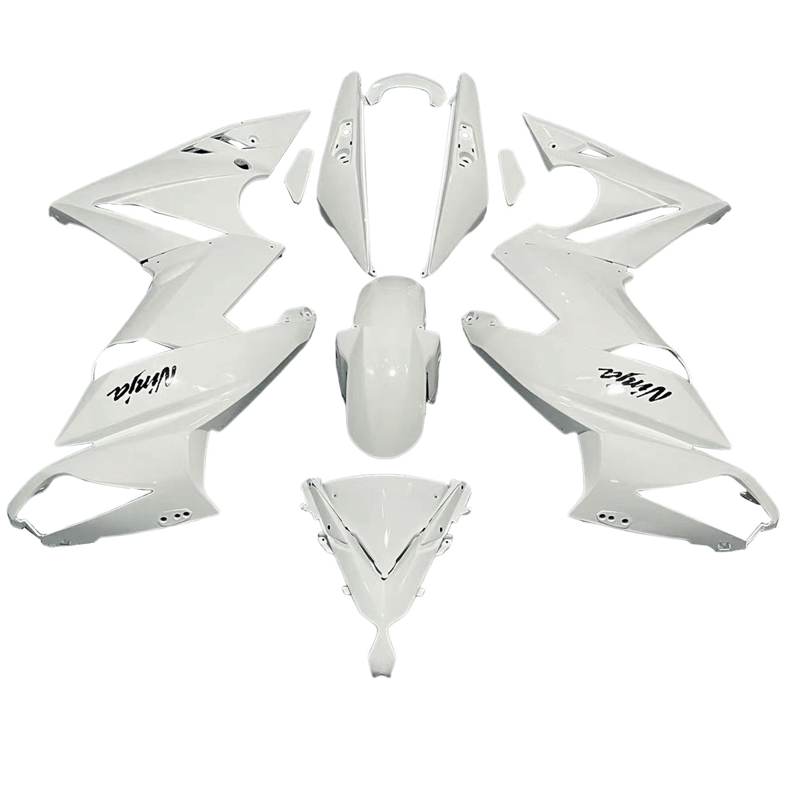 Amotopart 2009-2011 Kawasaki Ninja650 EX650 Kit de carénage blanc et noir