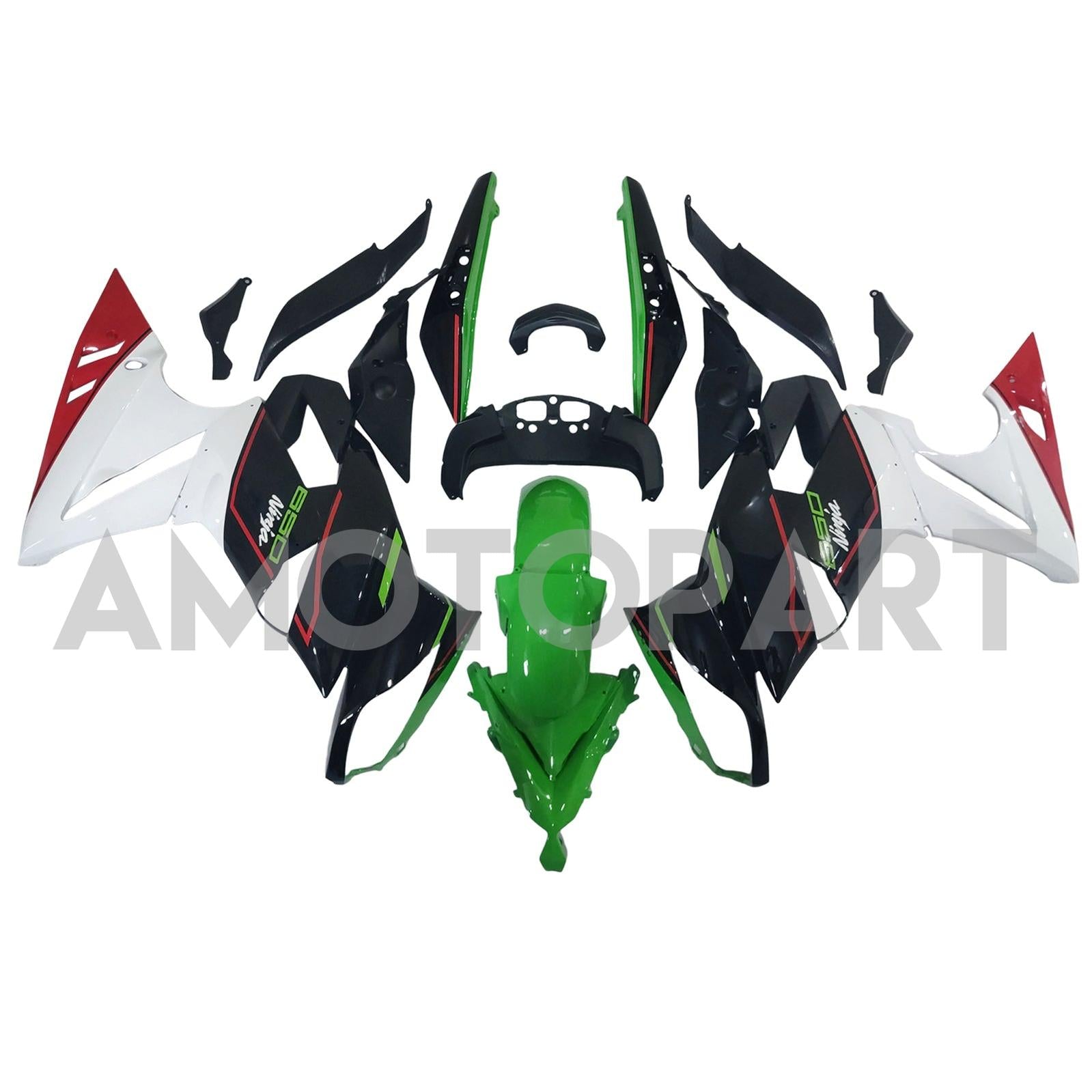 Amotopart 2009-2011 Kawasaki Ninja650 Ex650 Black blanc vert de carénage rouge