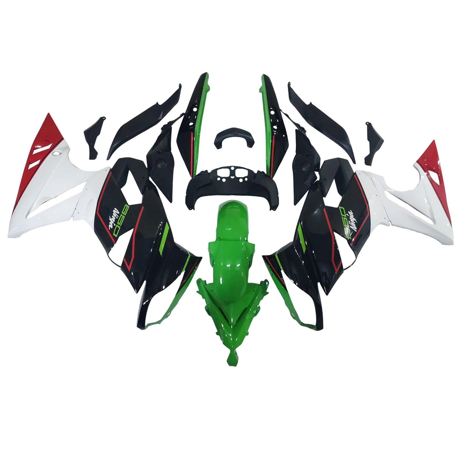 Amotopart 2009-2011 Kawasaki Ninja650 EX650 Black White Green Red Fairing Kit