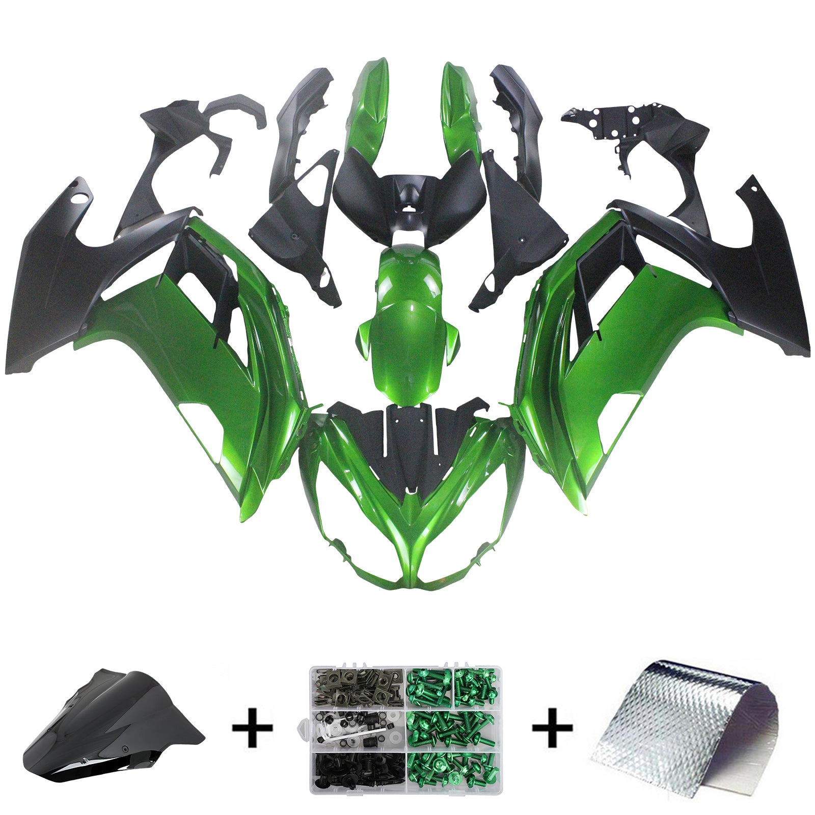 Amotopart 2005-2010 BMW K1200S Kit de carenado negro y verde