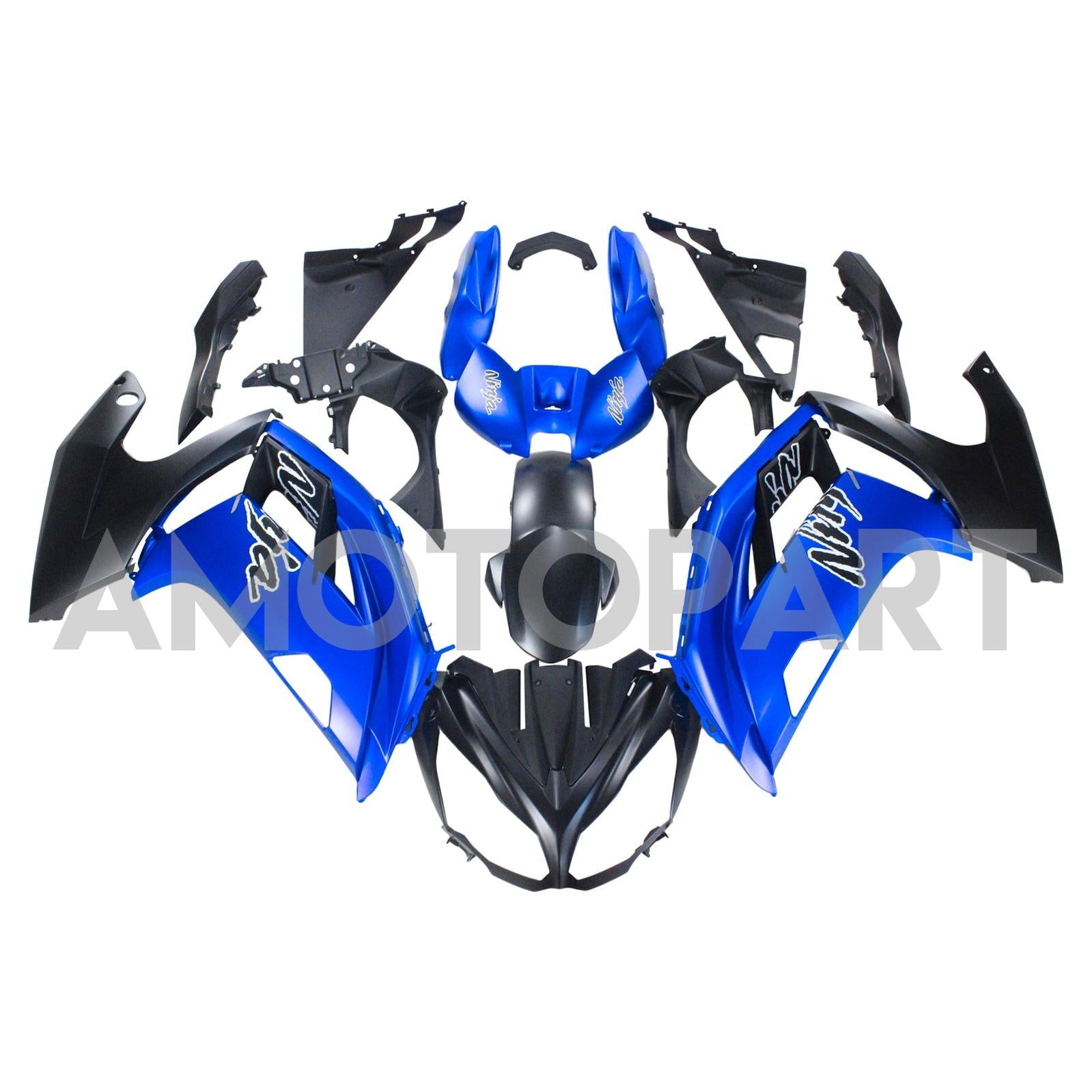 Amotopart 2012-2016 Kawasaki Ninja 650 Kit de carenado azul negro