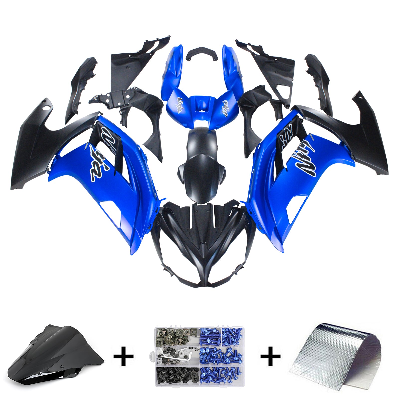 Amotopart 2012-2016 Kawasaki Ninja 650 Blue Black Fairing Kir