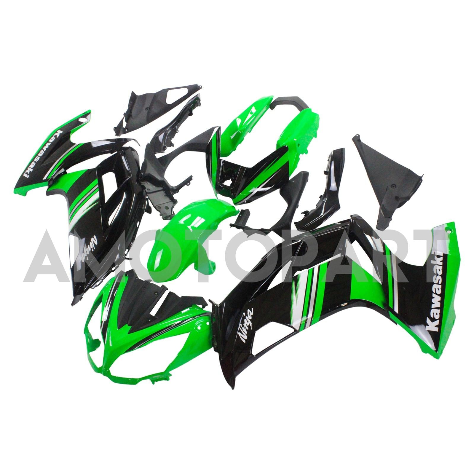 Amotopart 2012-2016 Kawasaki Ninja 650 Green Black Fairing Kit