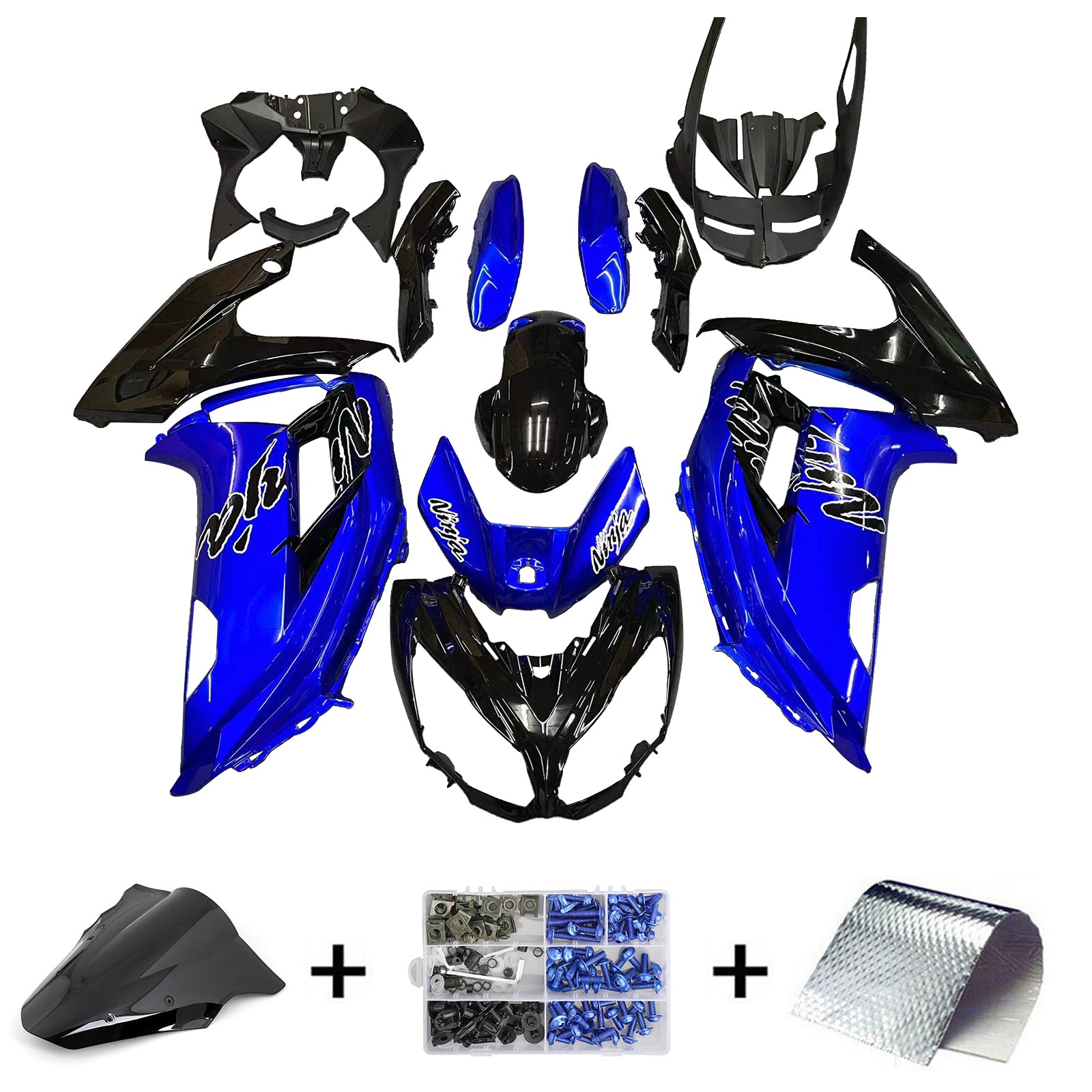 Amotopart 2012-2016 Kawasaki Ninja 650 Kit de carenado azul oscuro