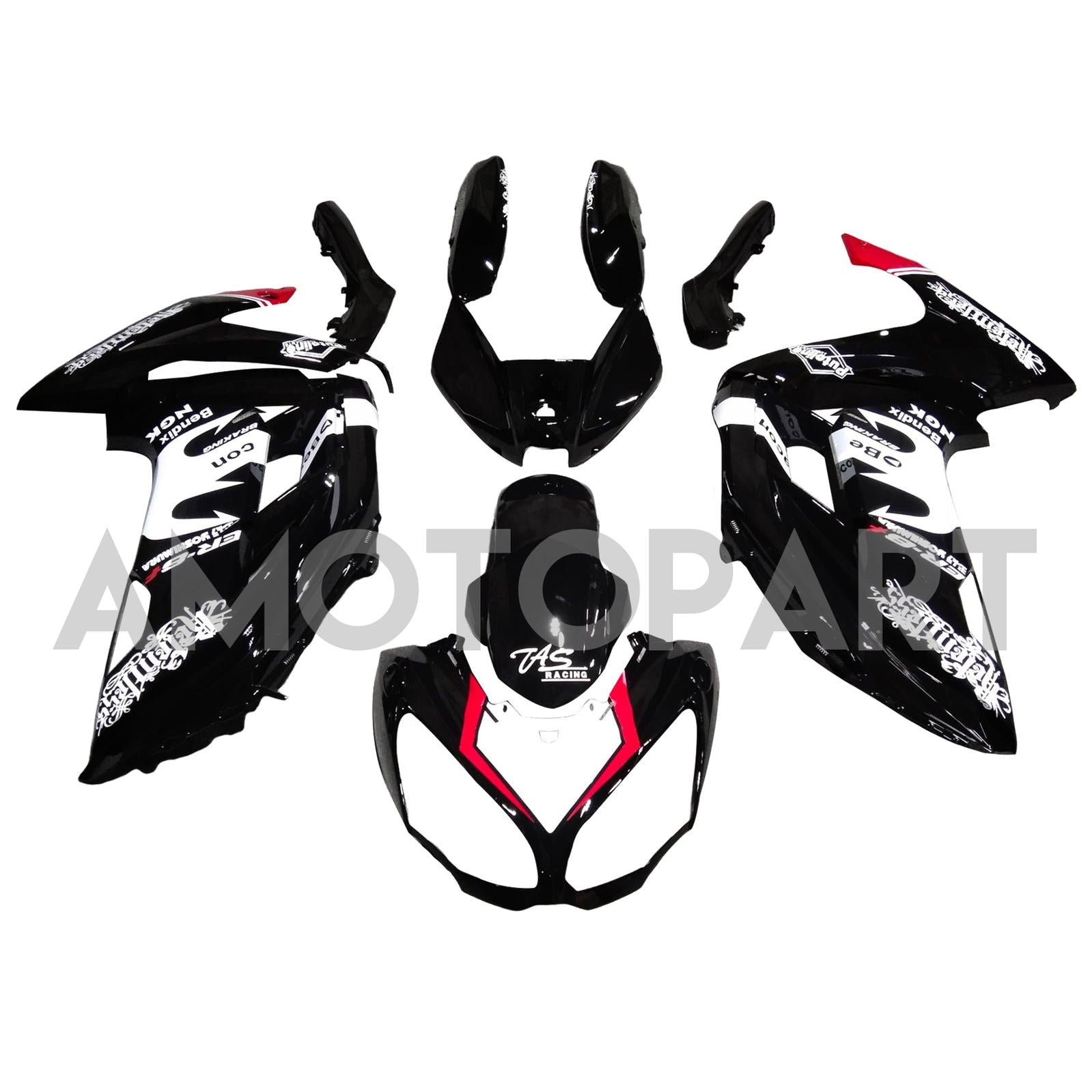 Amotopart 2012-2016 Kawasaki Ninja 650 Black White Fairing Kit