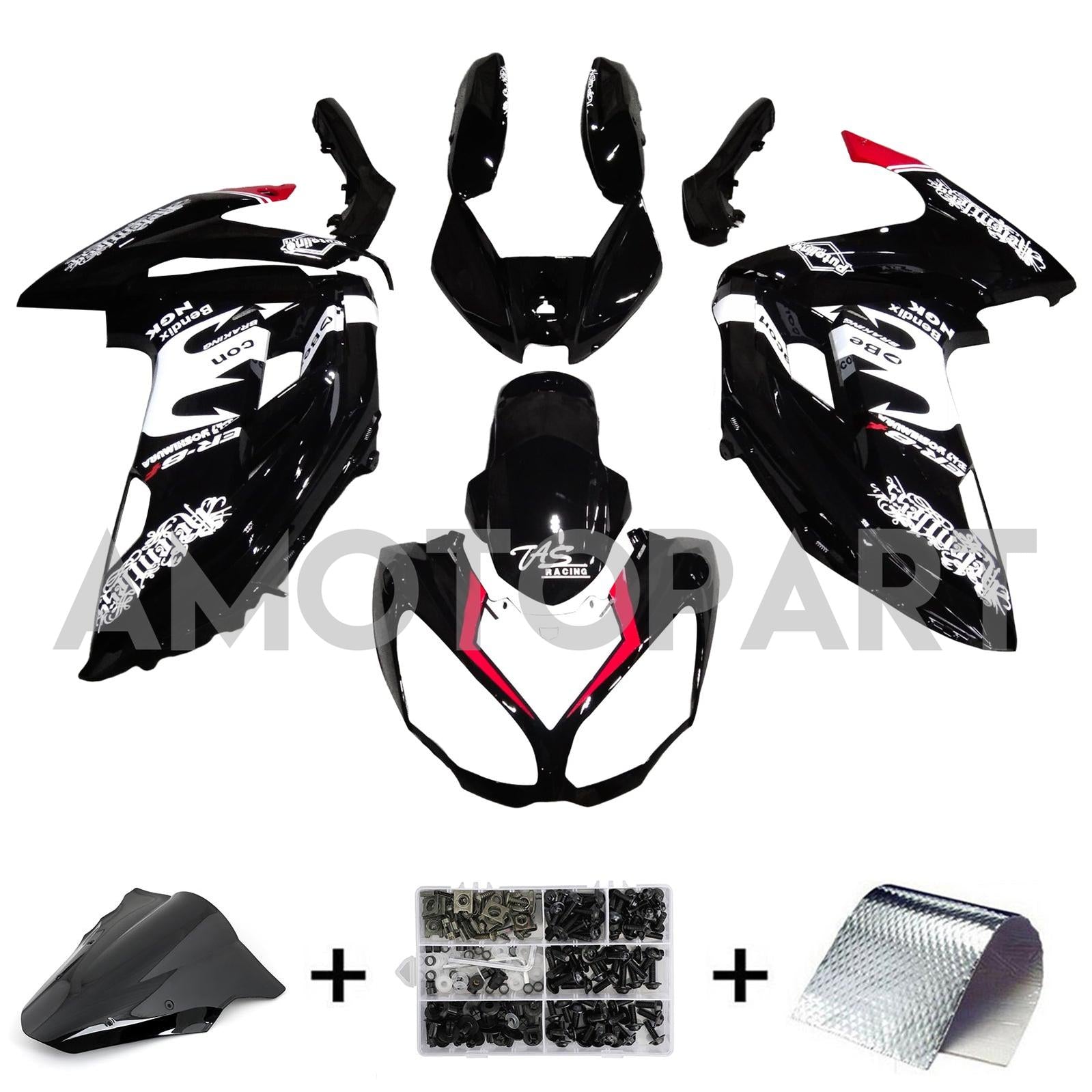 Amotopart 2012-2016 Kawasaki Ninja 650 Black White Fairing Kit